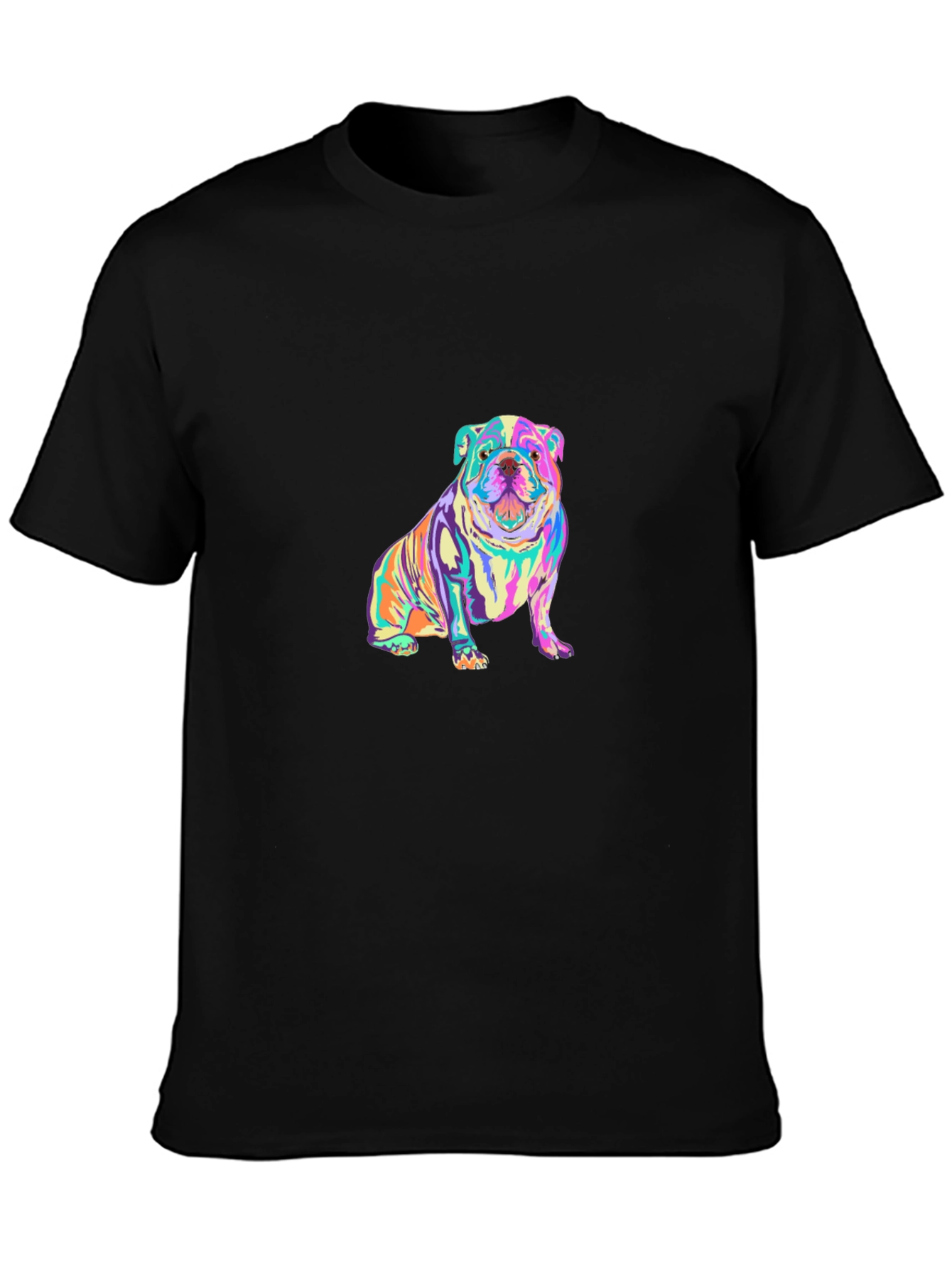 Colorful Bulldog Graphic T-Shirt