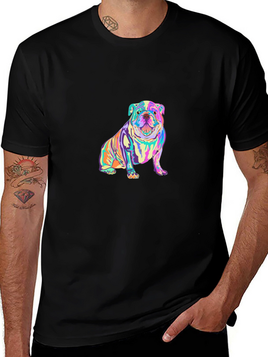 Colorful Bulldog Graphic T-Shirt