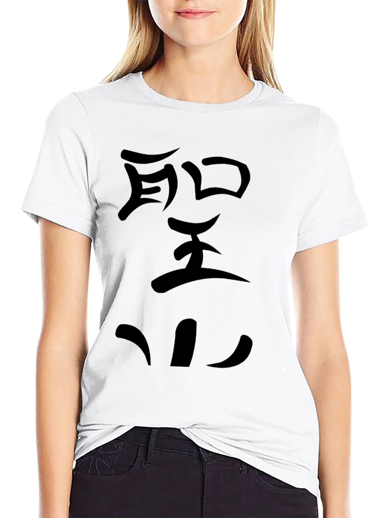 Black T-Shirt with Japanese Character Design