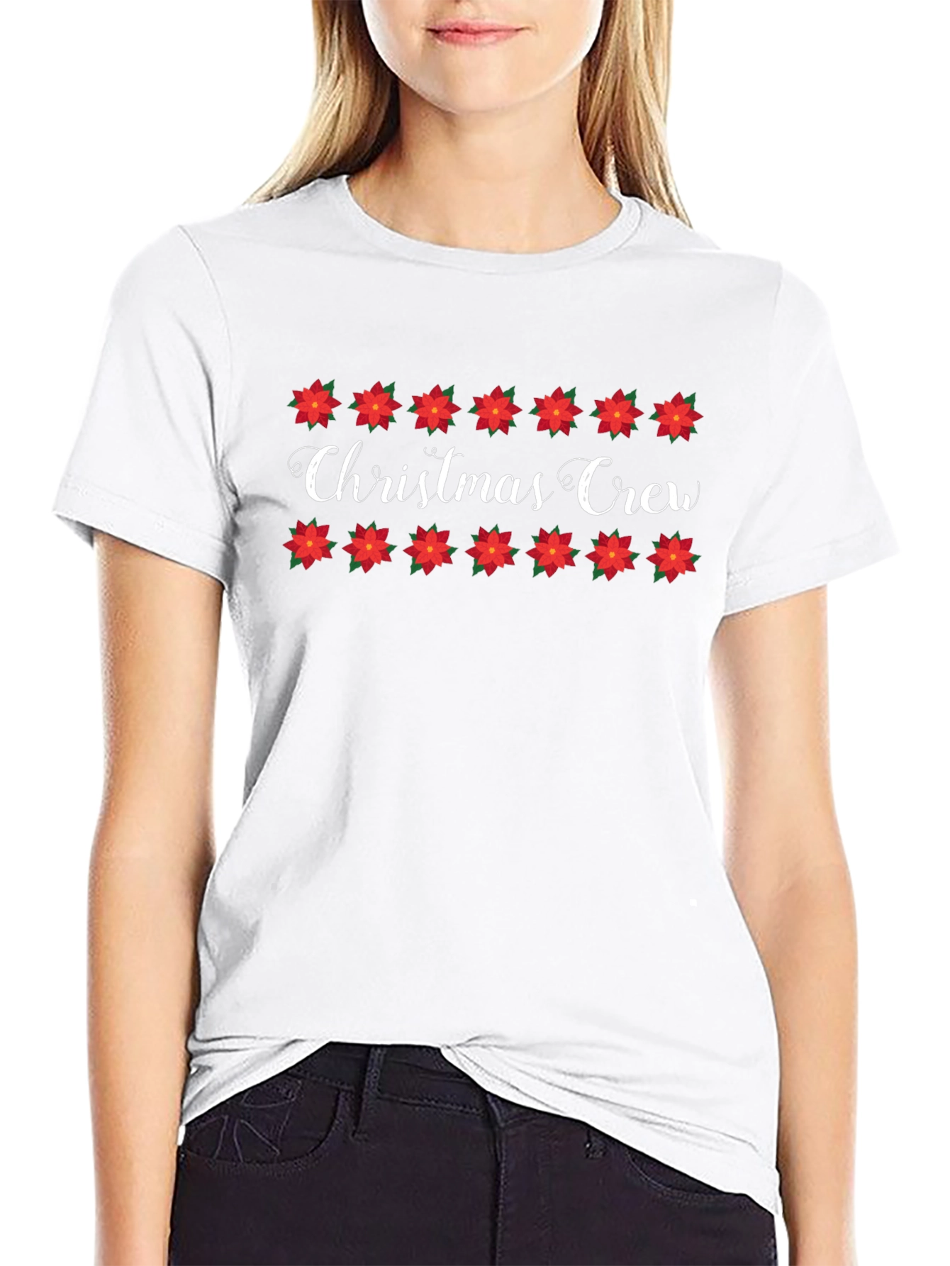 Christmas Crew Poinsettia Graphic Tee