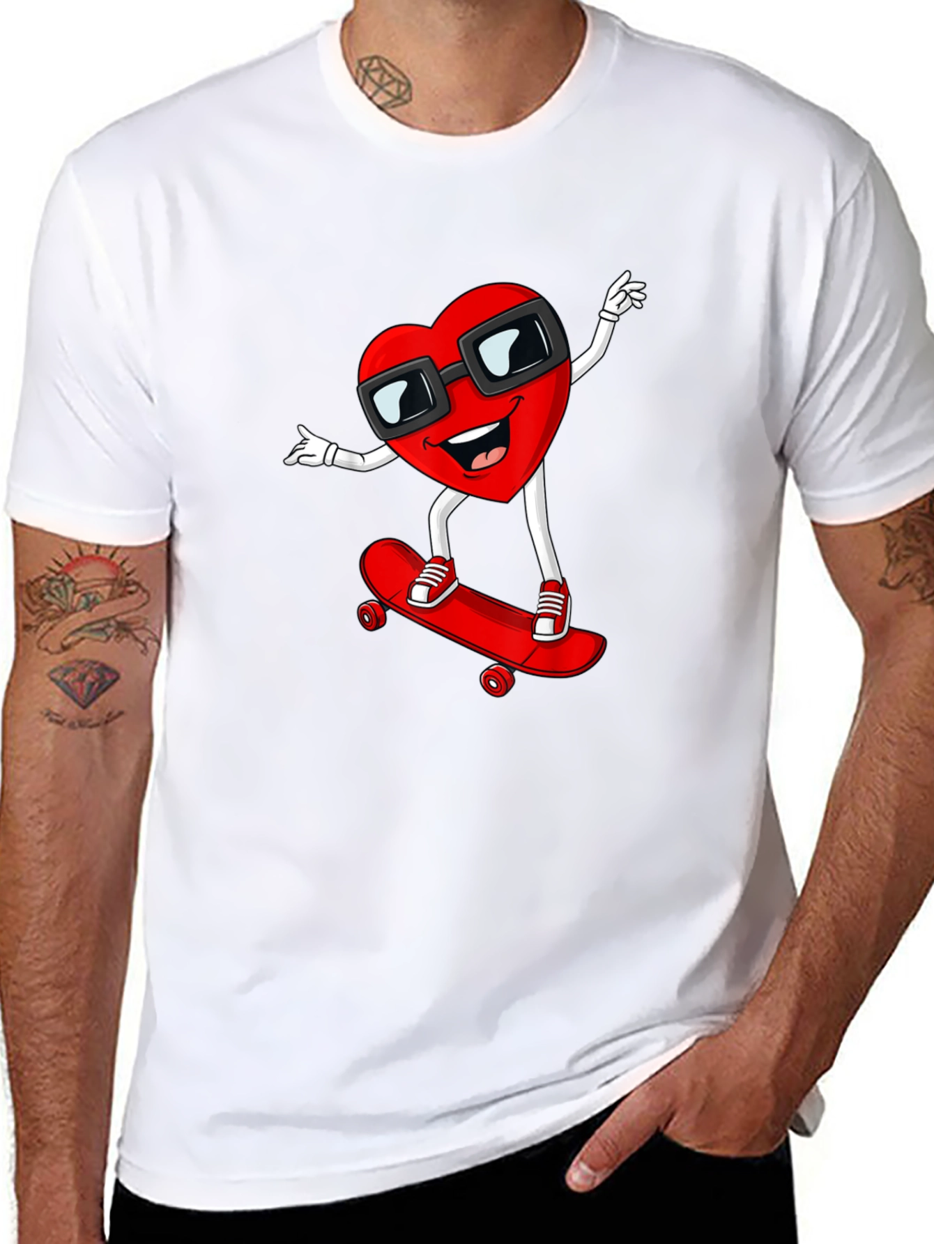 Heart Skateboarder Graphic T-Shirt