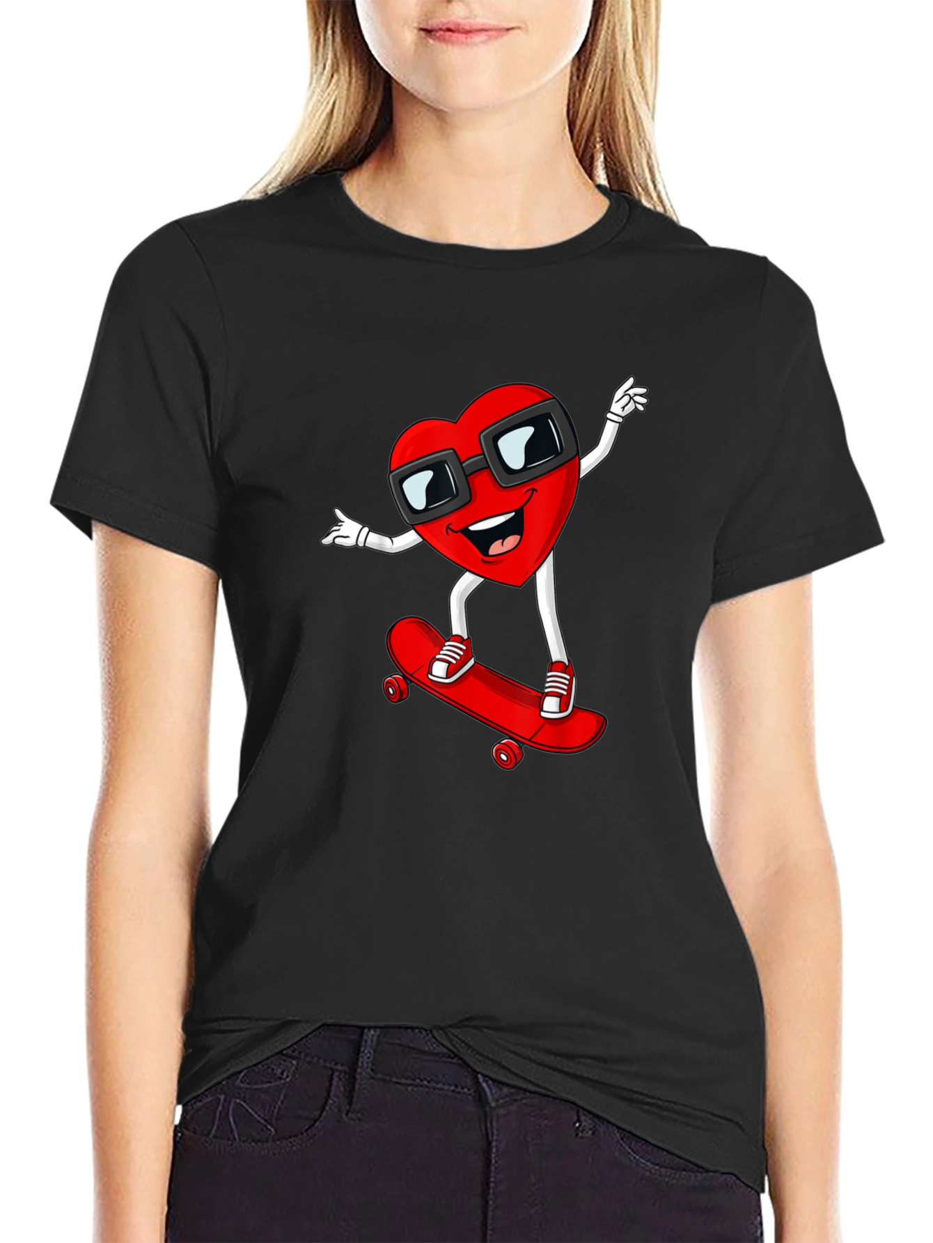 Heart Skateboarder Graphic T-Shirt