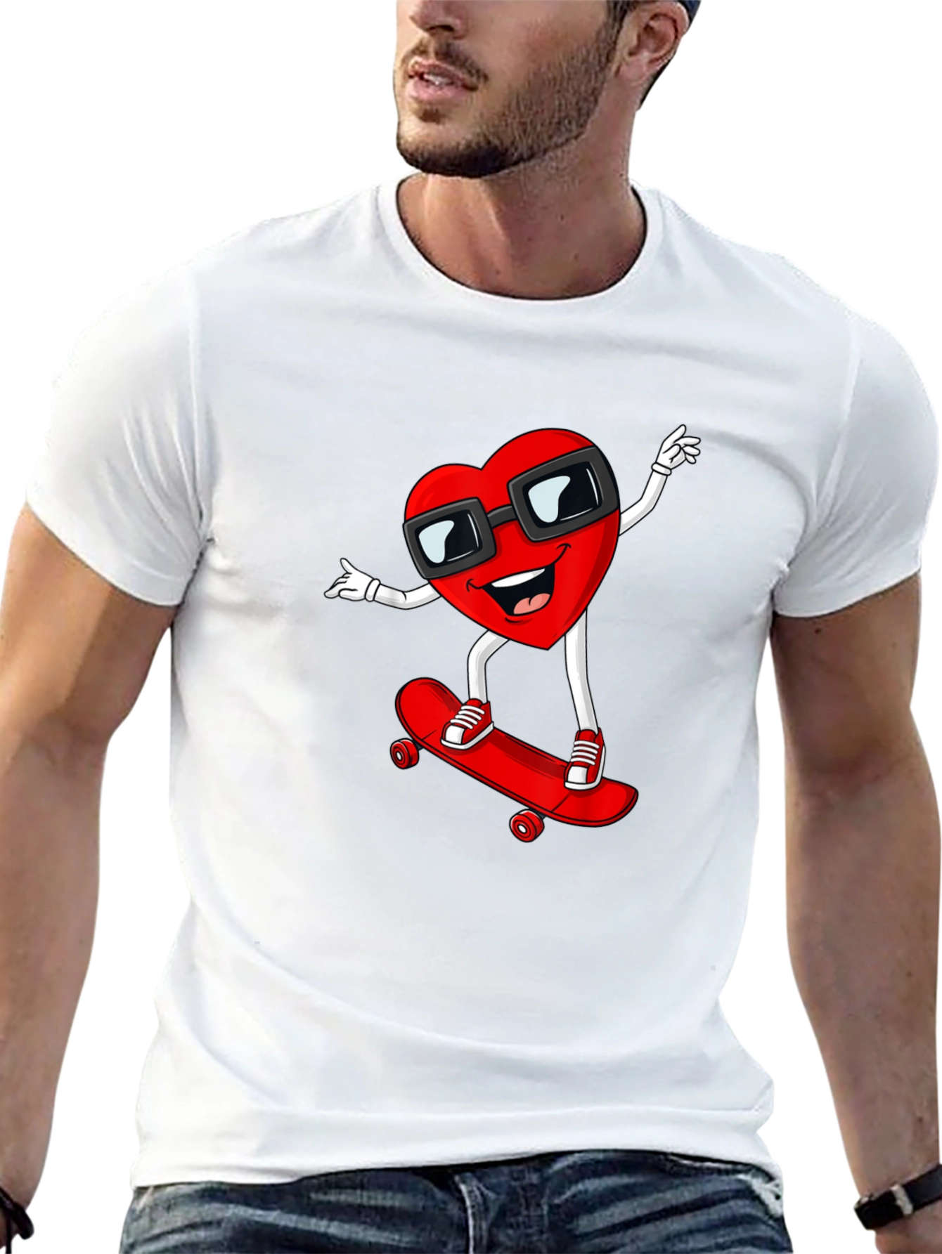 Heart Skateboarder Graphic T-Shirt