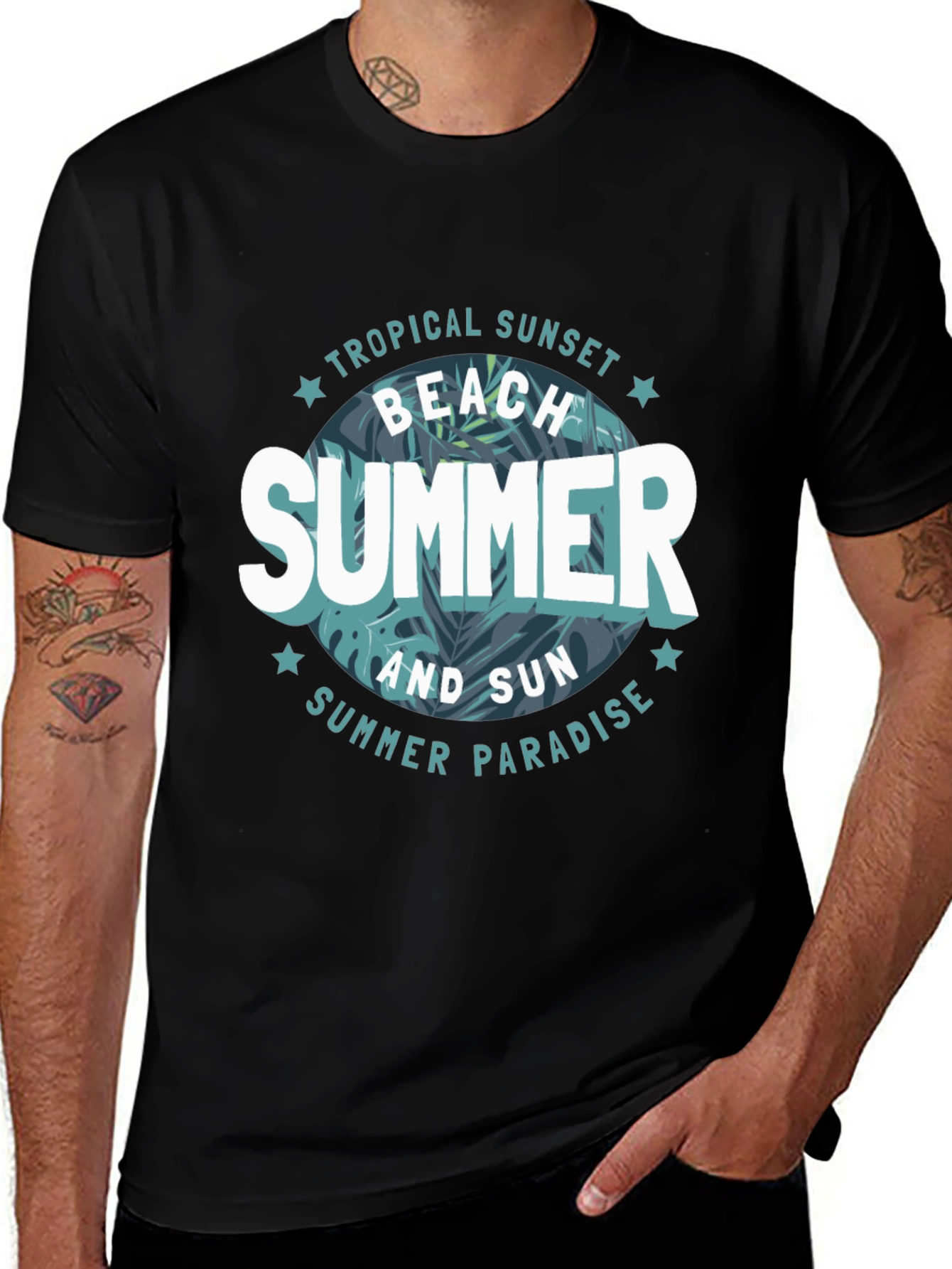 Tropical Summer Graphic Tee - Beach Vibes