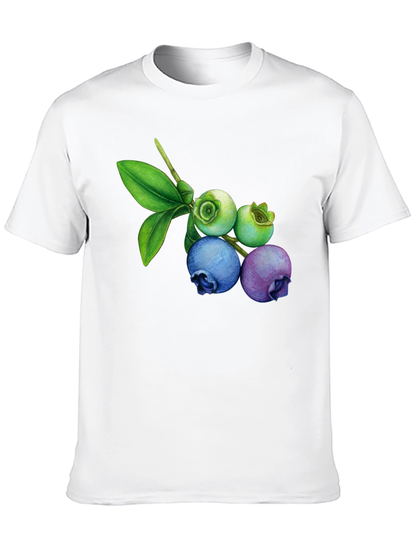 Blueberry Botanical Print Black T-Shirt