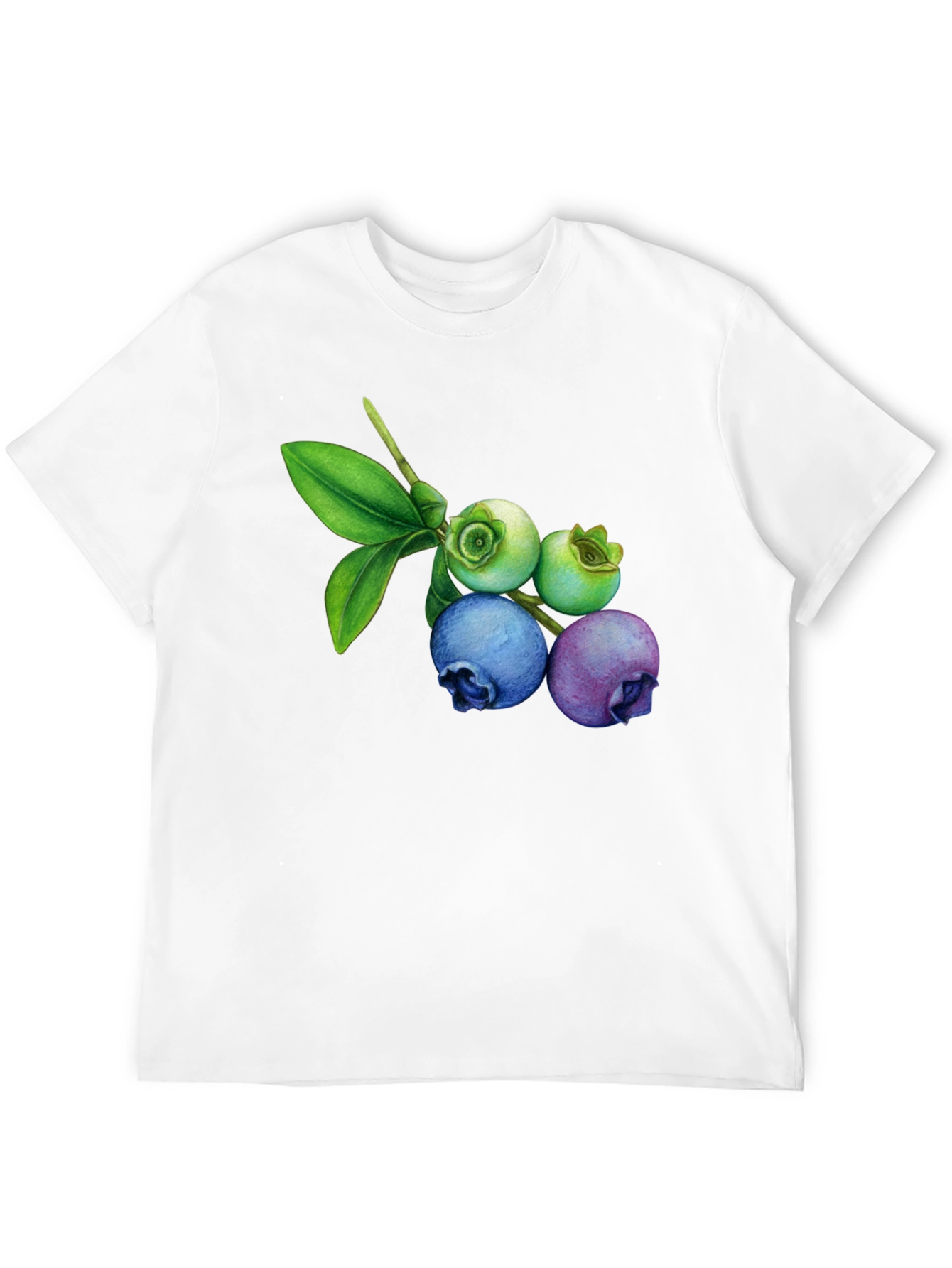Blueberry Botanical Print Black T-Shirt