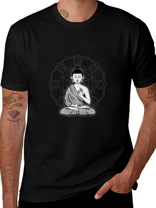 Buddha Graphic Tee - Black Cotton Blend