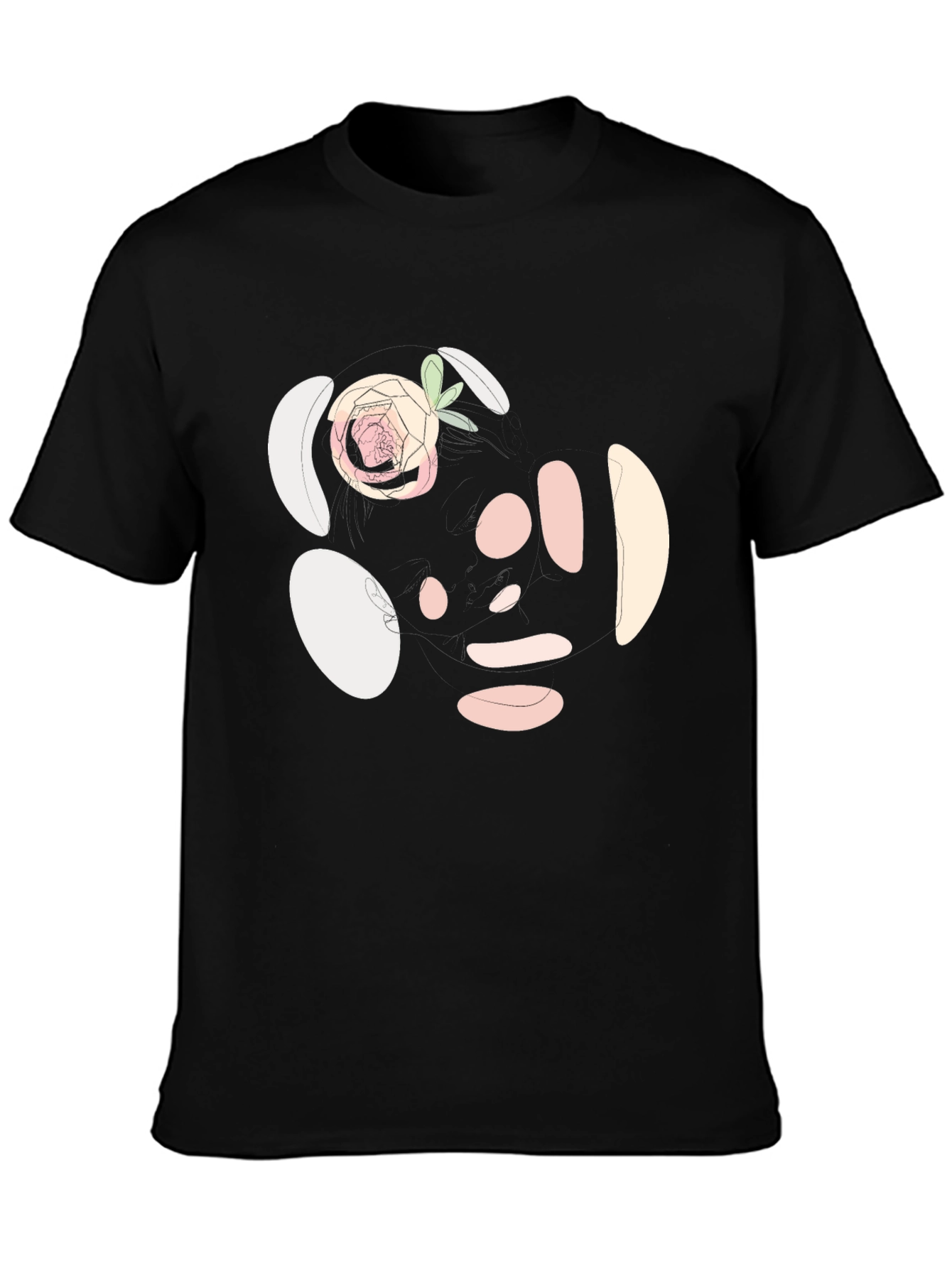 Abstract Rose Print Black T-Shirt