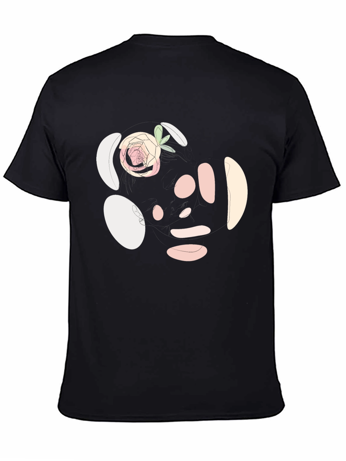 Abstract Rose Print Black T-Shirt