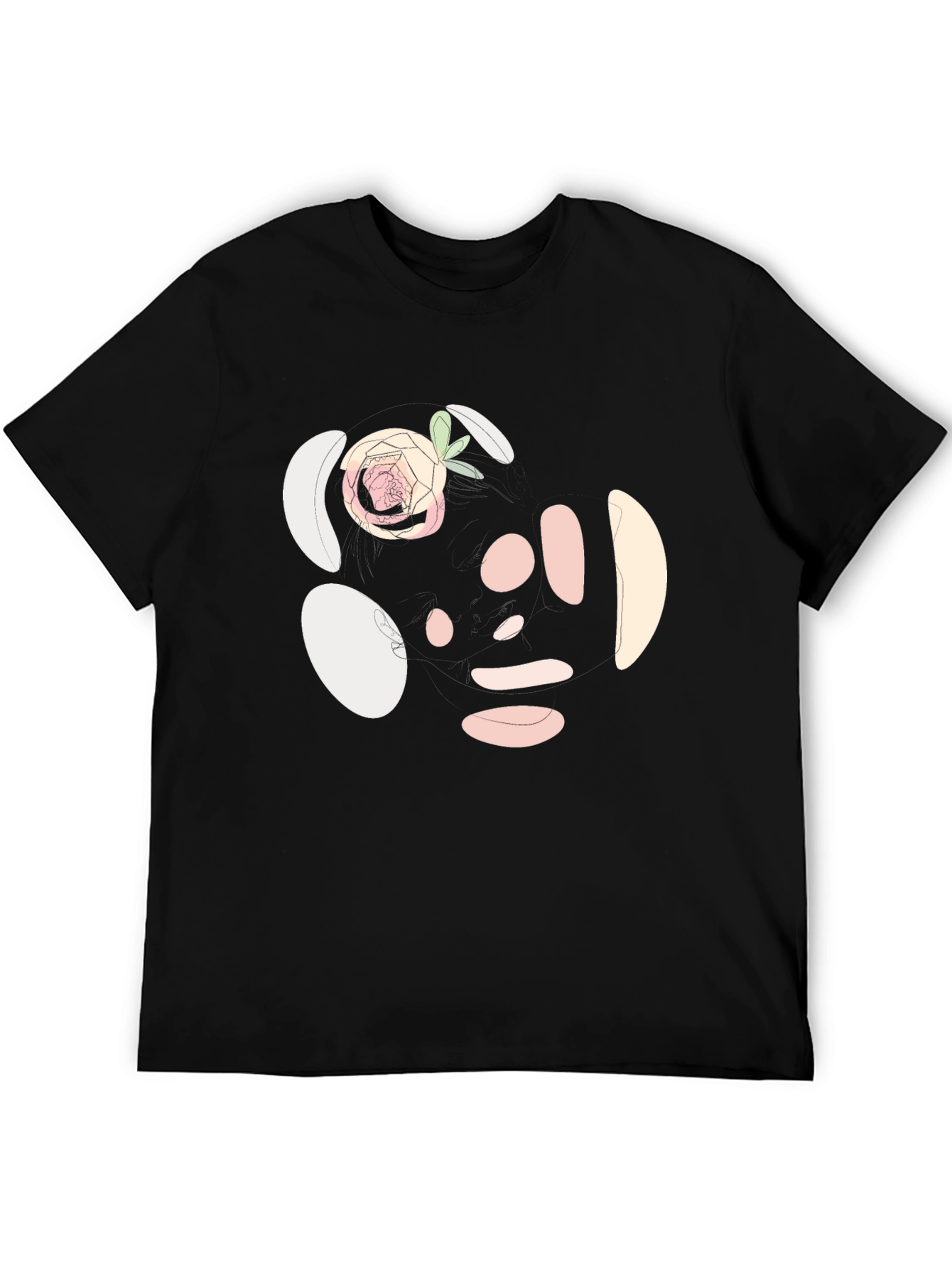 Abstract Rose Print Black T-Shirt