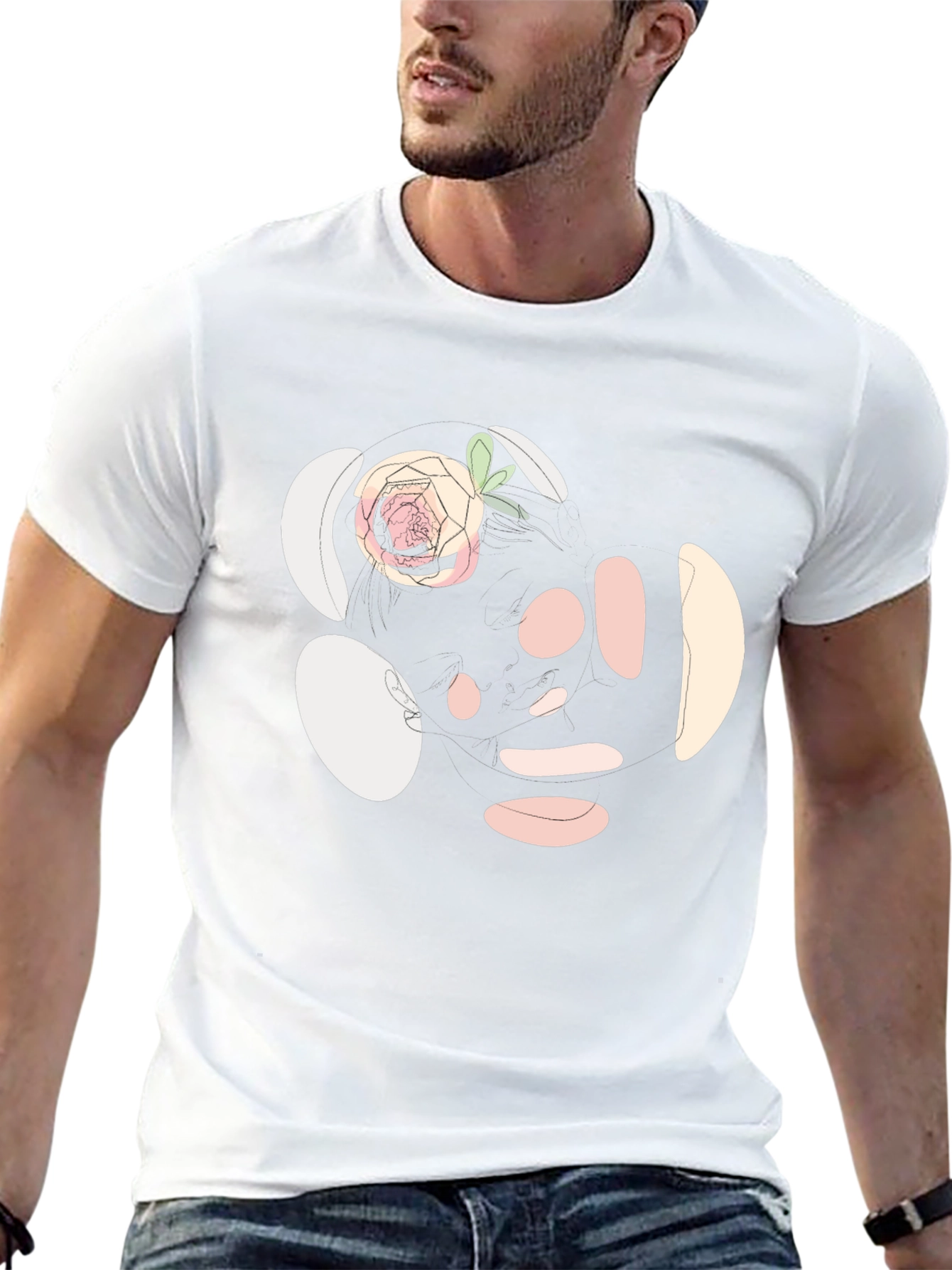 Abstract Rose Print Black T-Shirt