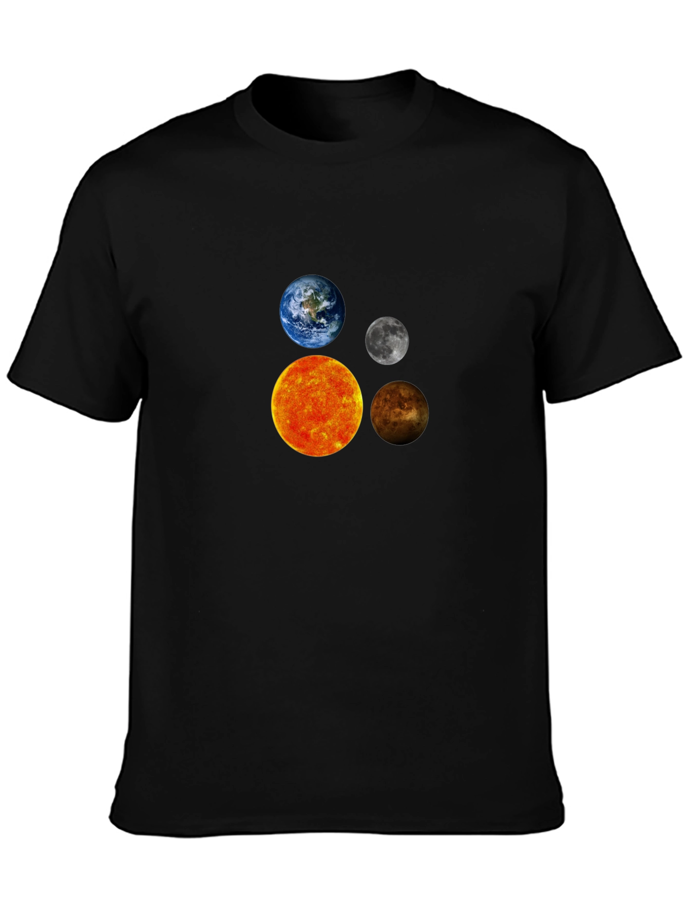 Solar System Planets Graphic Black T-Shirt