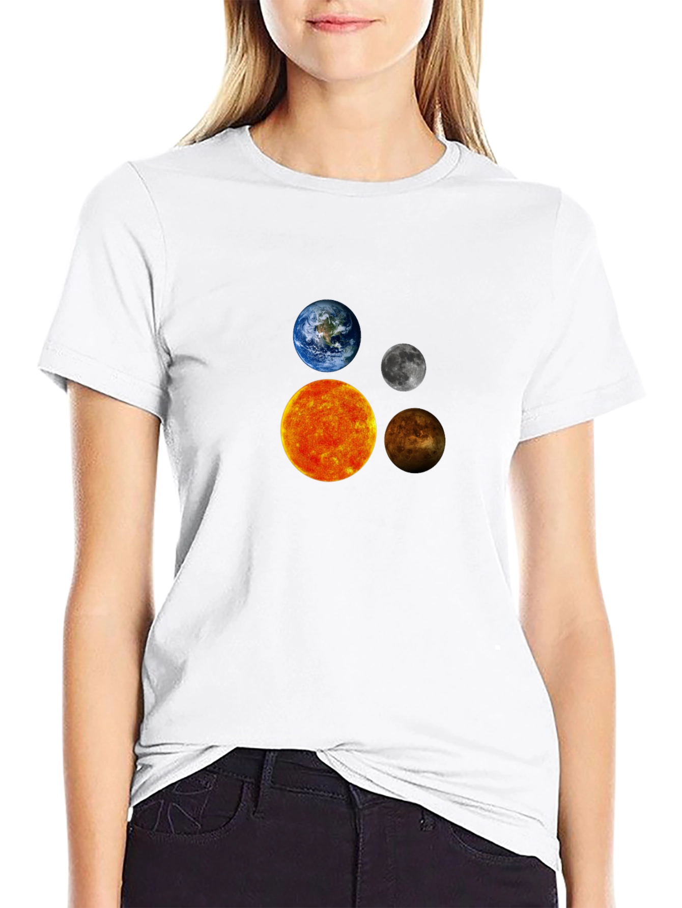 Solar System Planets Graphic Black T-Shirt