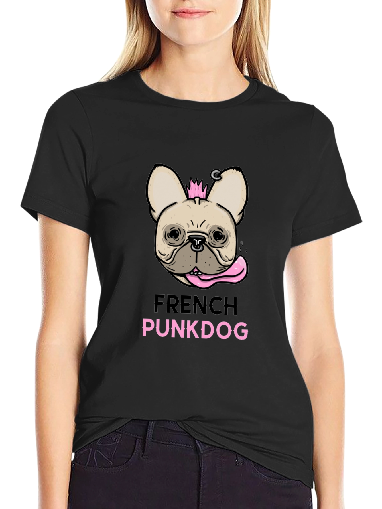 French Punkdog T-Shirt - Black Graphic Tee