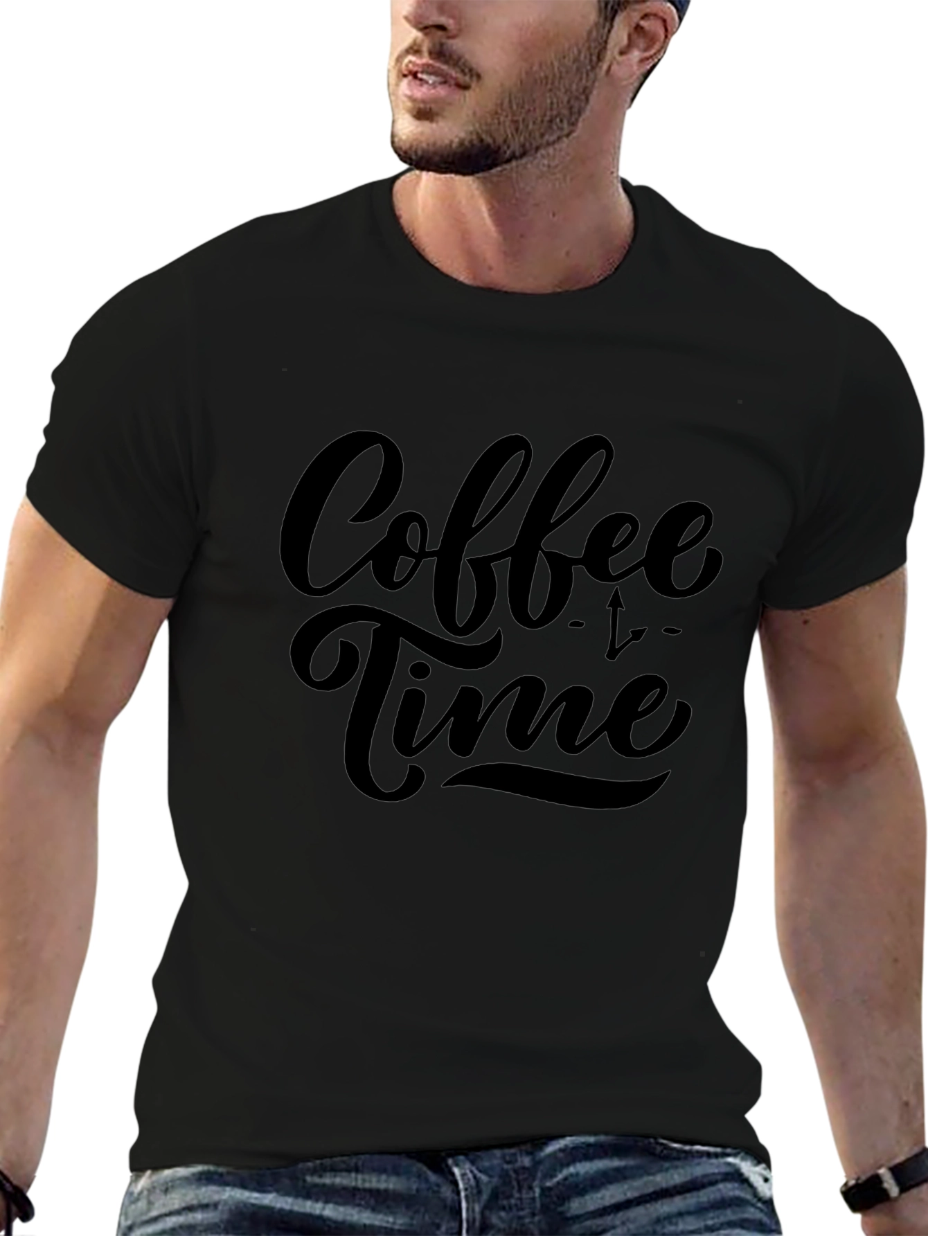 Coffee Time Black Cotton Graphic Tee