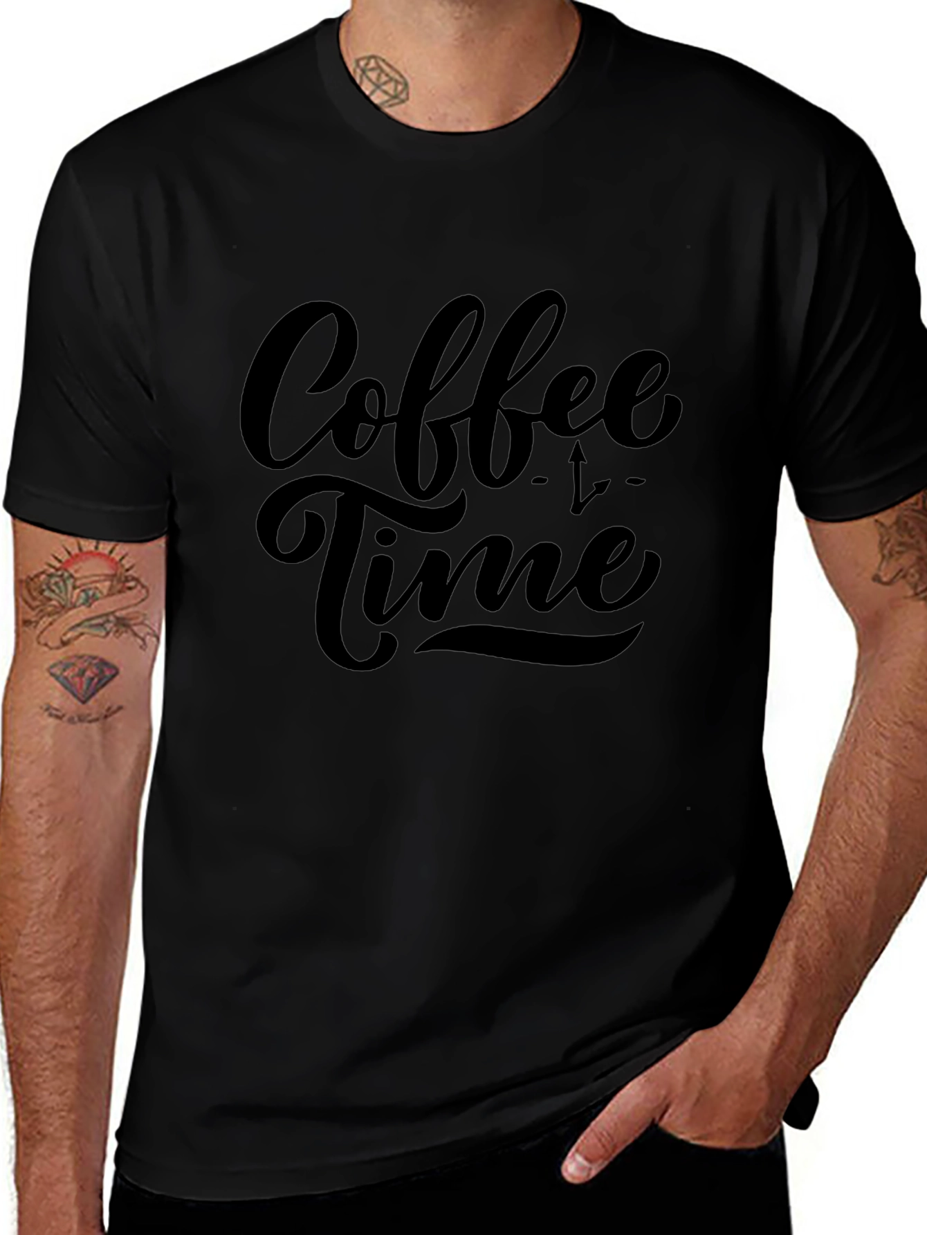 Coffee Time Black Cotton Graphic Tee