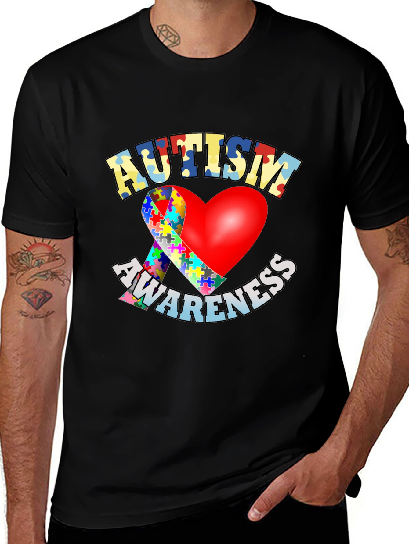 Autism Awareness T-Shirt - Puzzle Heart Design