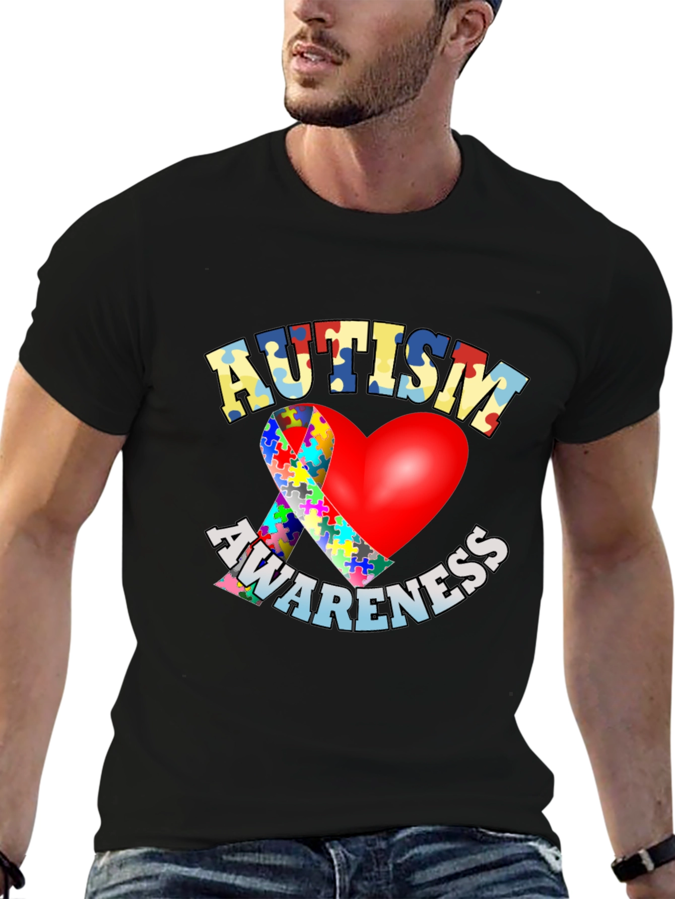 Autism Awareness T-Shirt - Puzzle Heart Design