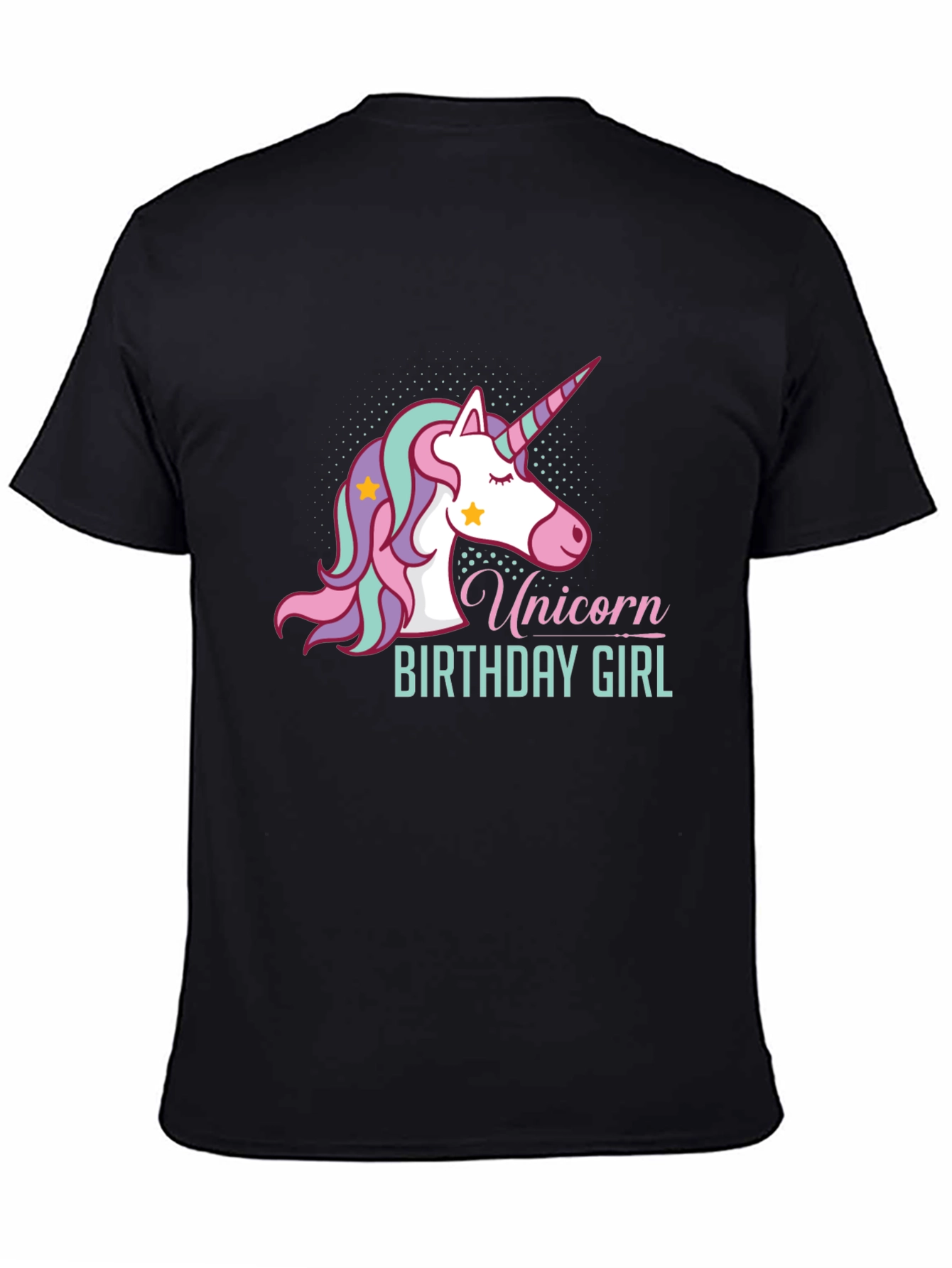 Unicorn Birthday Girl Black T-Shirt