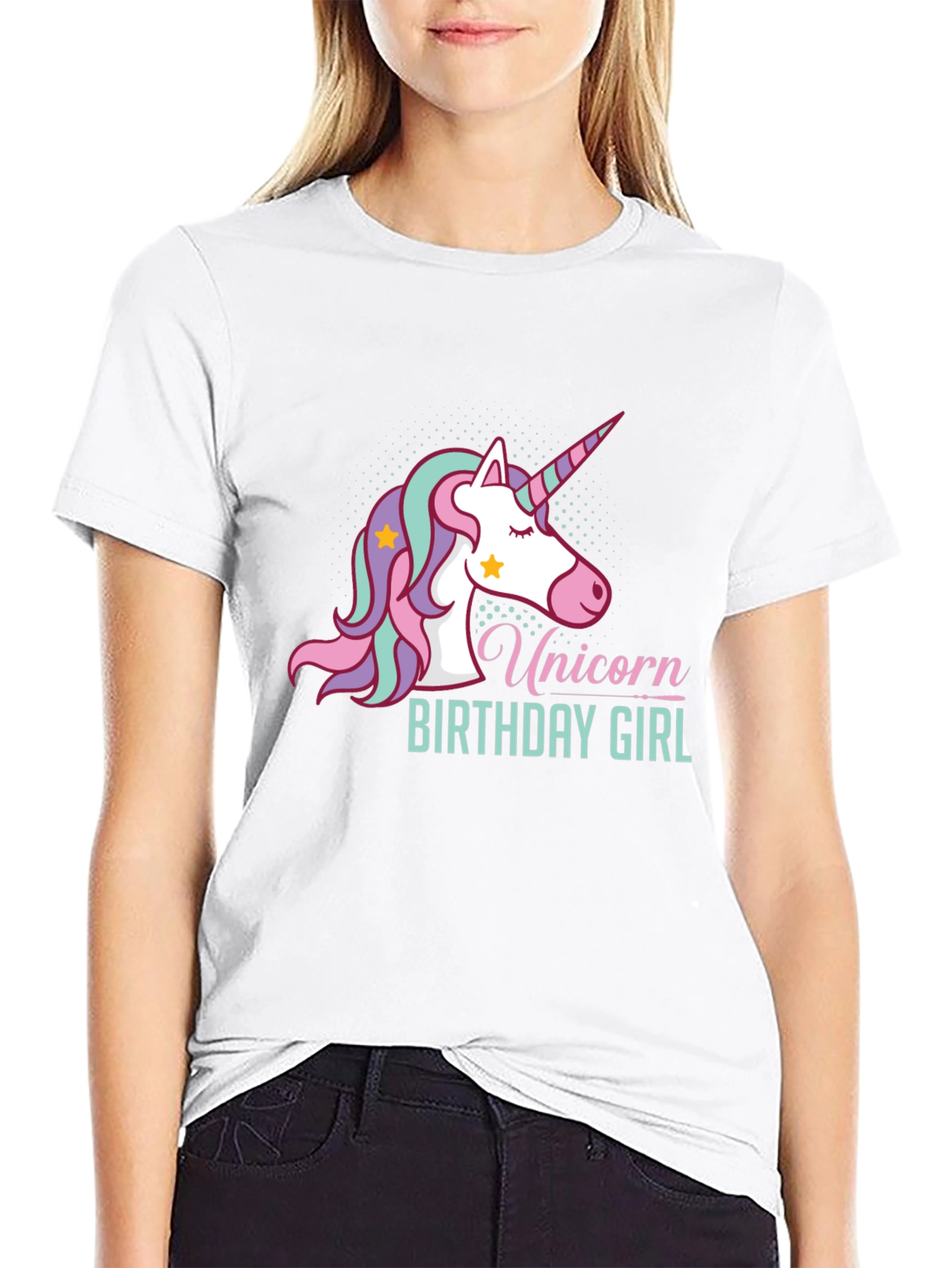 Unicorn Birthday Girl Black T-Shirt