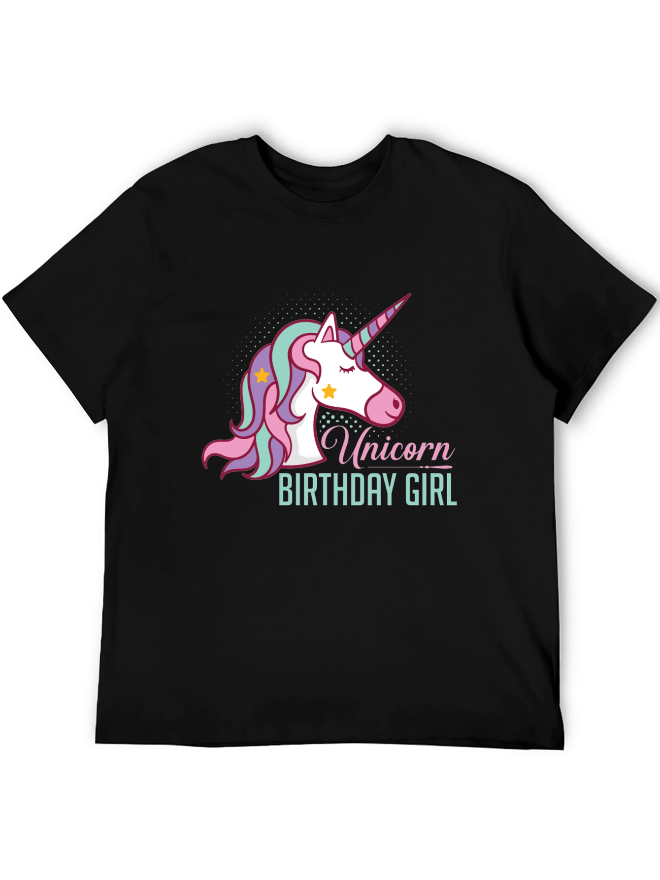 Unicorn Birthday Girl Black T-Shirt