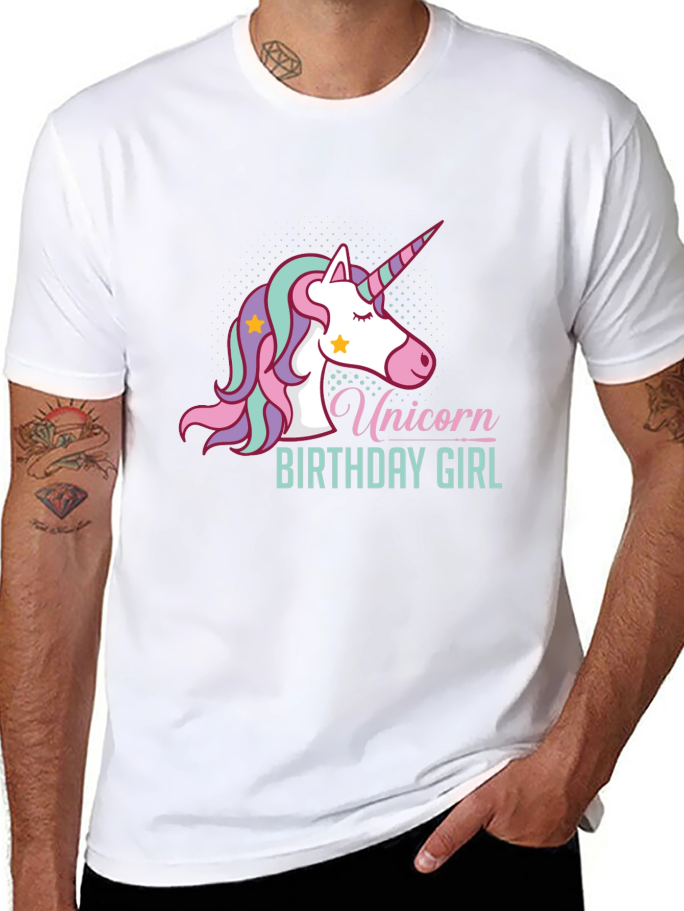 Unicorn Birthday Girl Black T-Shirt