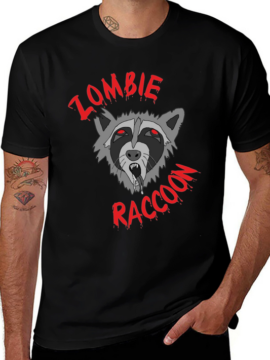 Zombie Raccoon Graphic T-Shirt - Black Cotton Tee