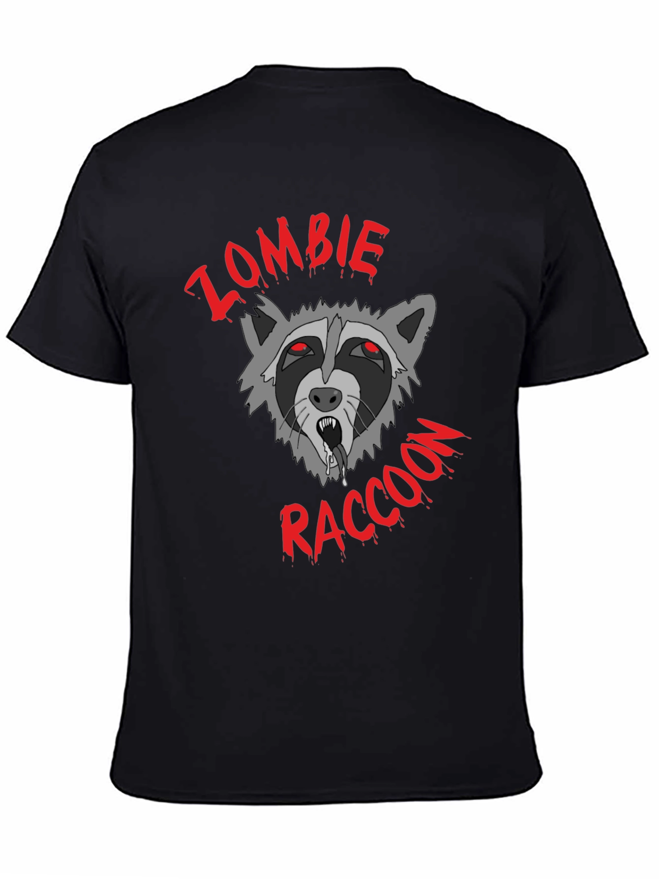 Zombie Raccoon Graphic T-Shirt - Black Cotton Tee