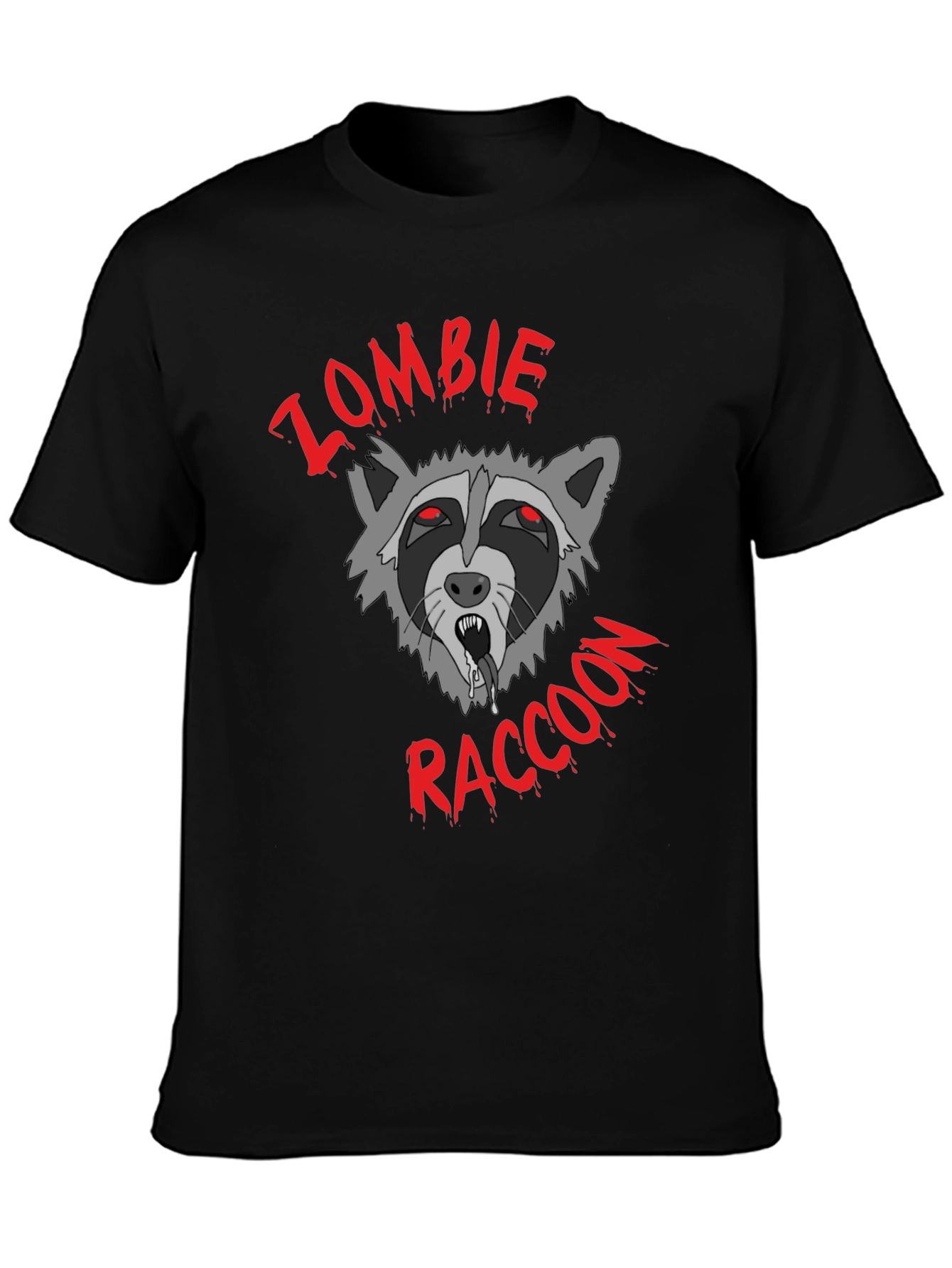 Zombie Raccoon Graphic T-Shirt - Black Cotton Tee