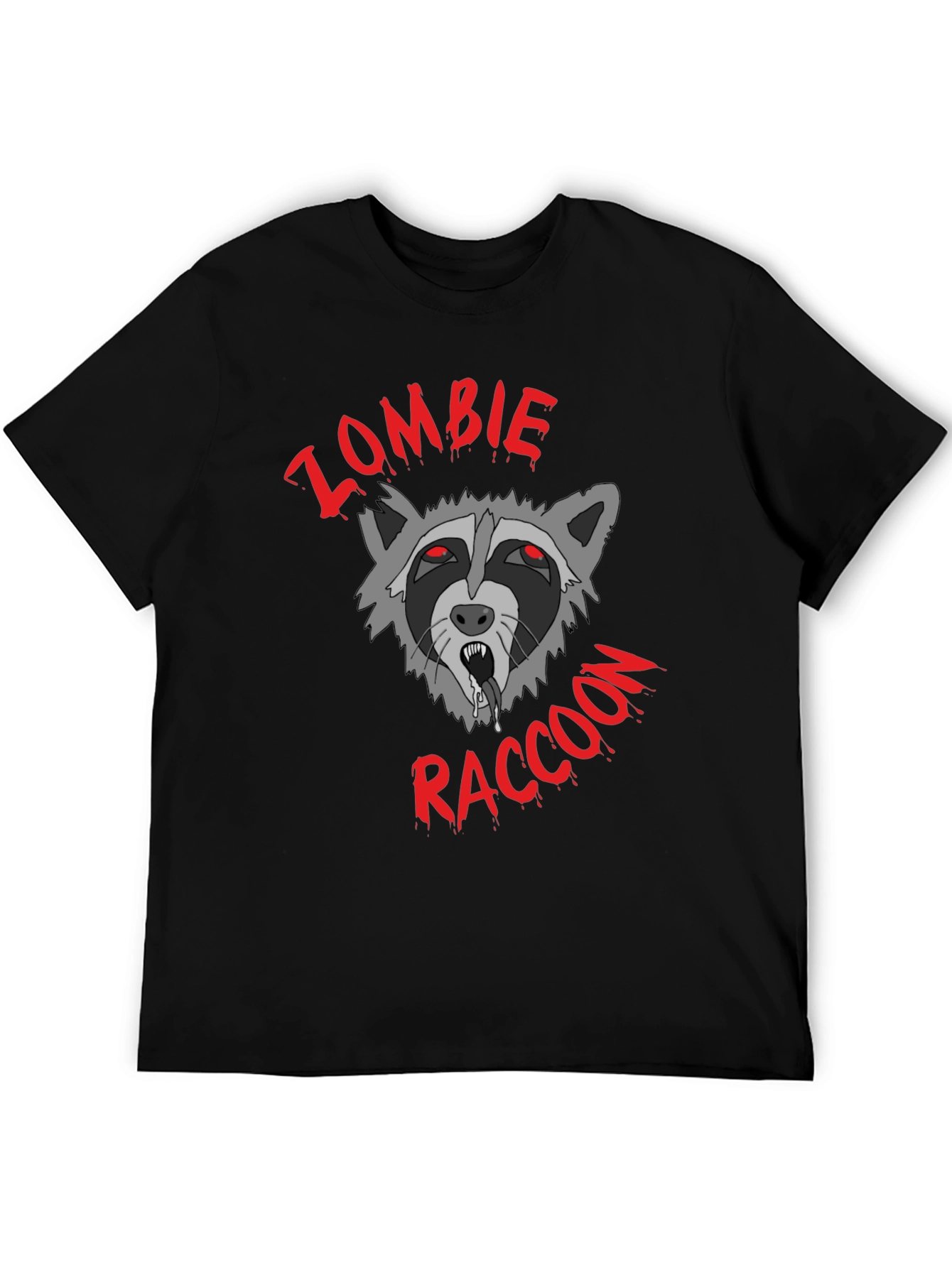 Zombie Raccoon Graphic T-Shirt - Black Cotton Tee