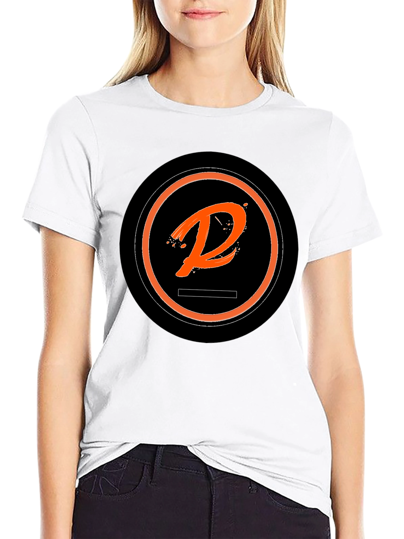 Cool Black T-Shirt with Orange Initial Logo