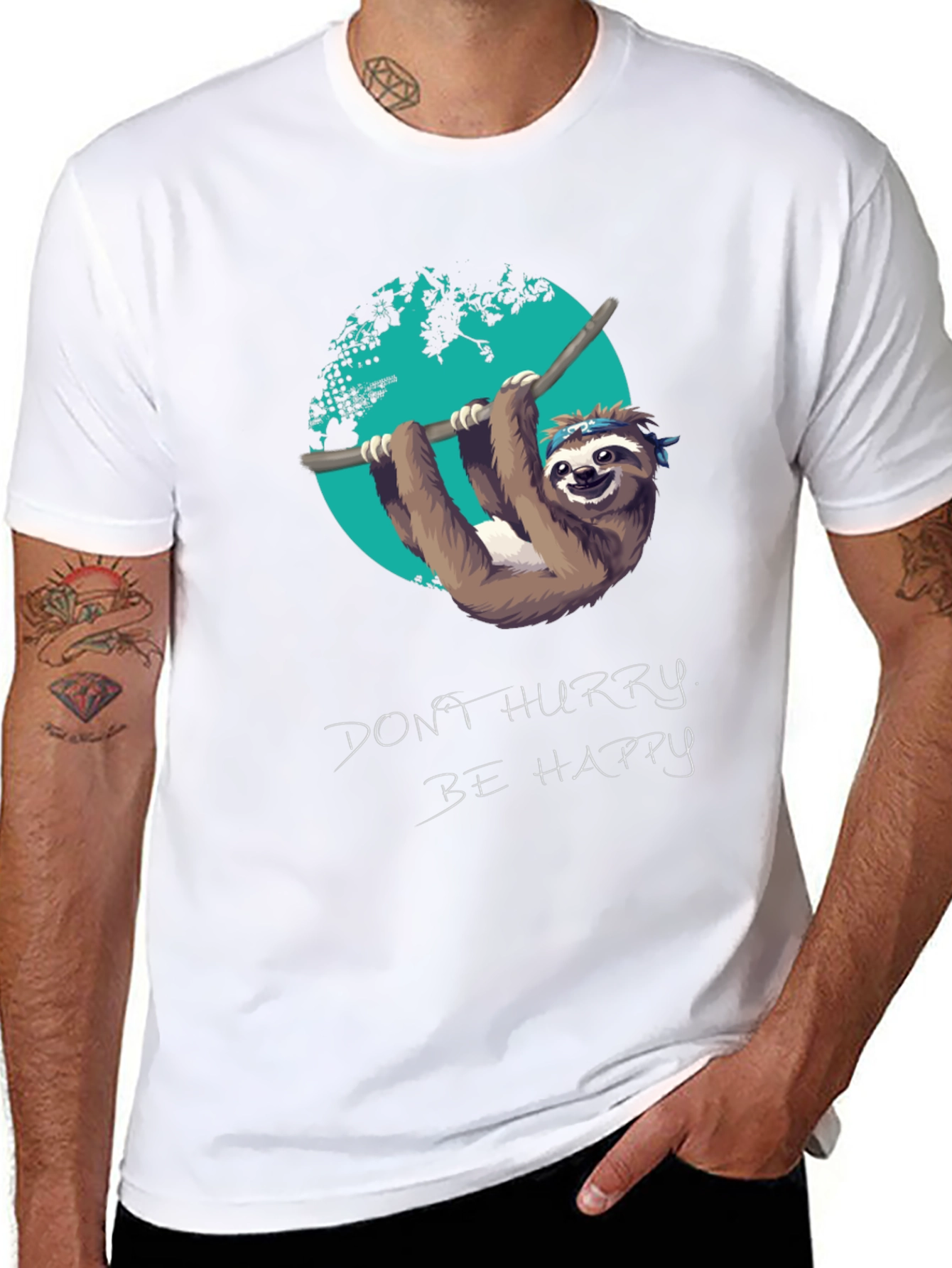 Sloth Dont Hurry Be Happy Graphic Tee