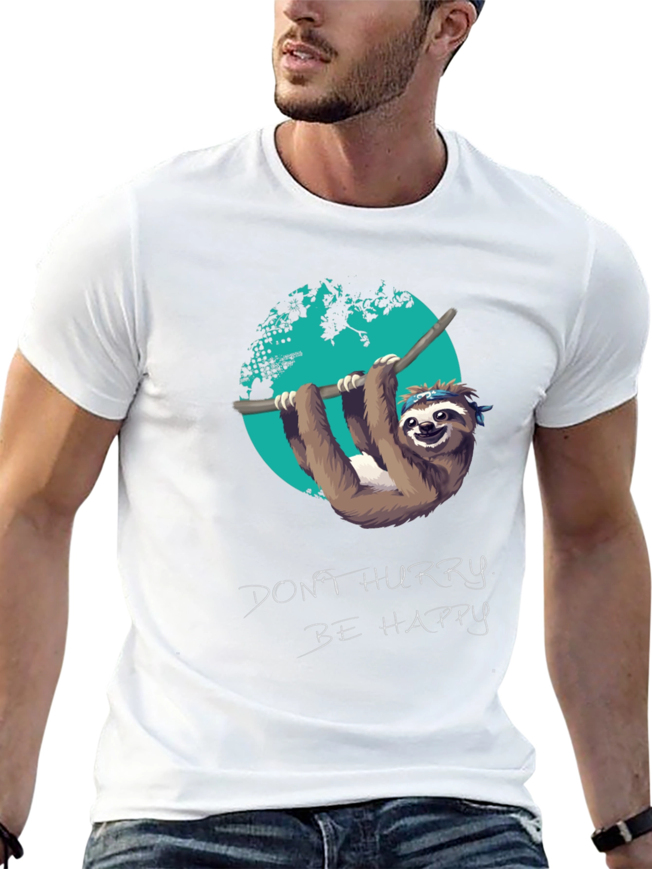 Sloth Dont Hurry Be Happy Graphic Tee