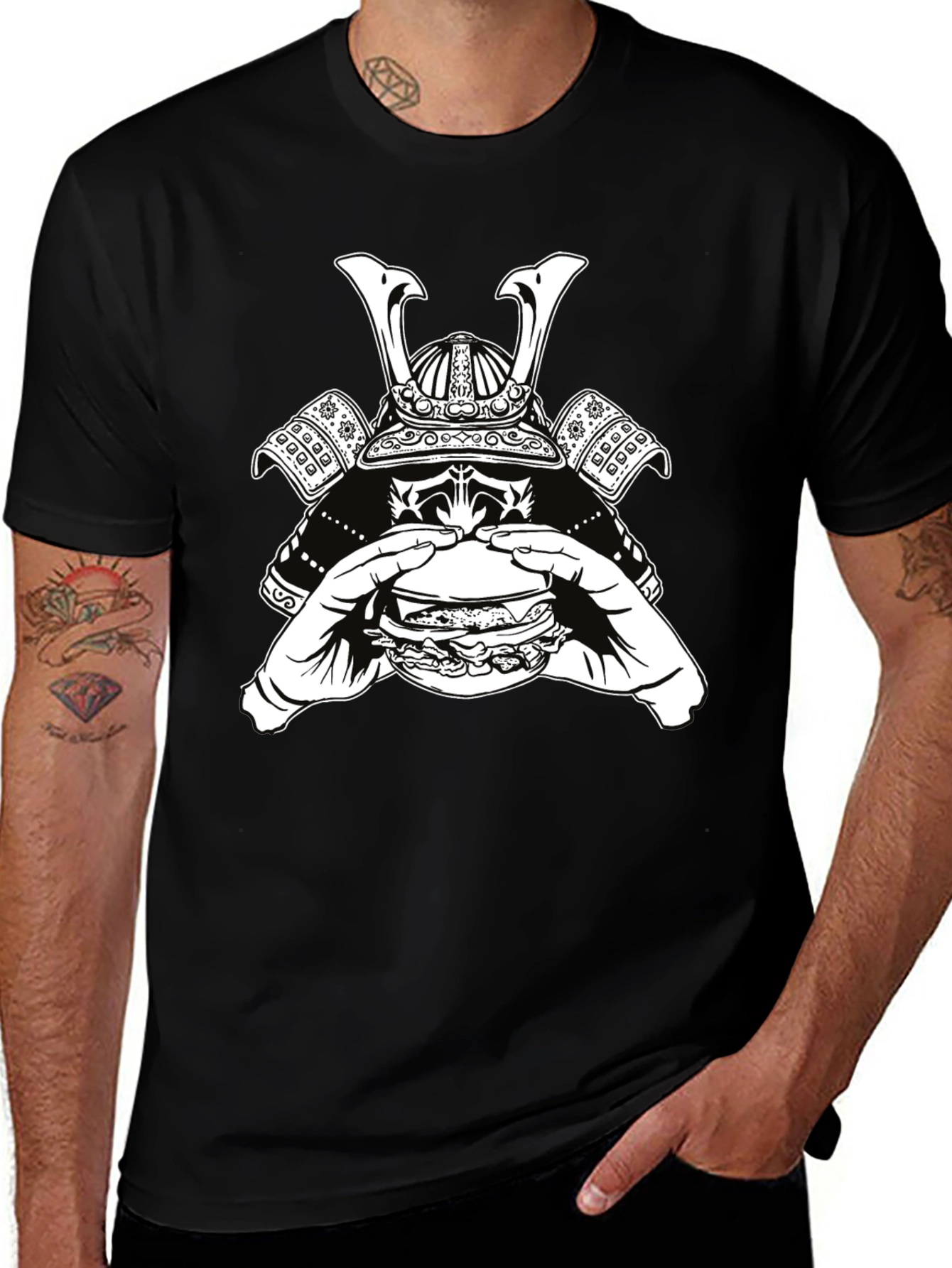 Samurai Burger Graphic Tee - Cool Black T-Shirt