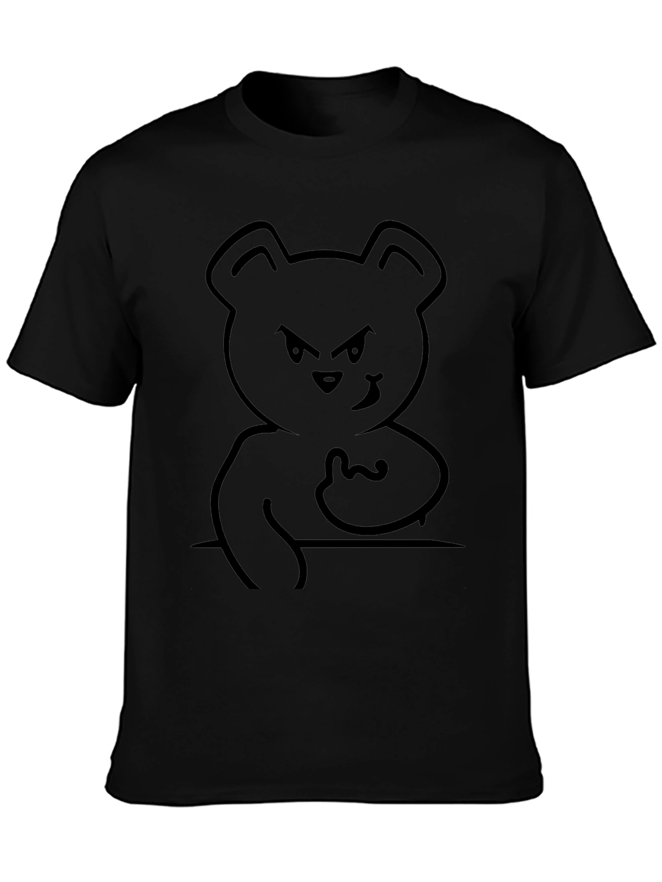 Edgy Bear Graphic Tee - Black Cotton T-Shirt