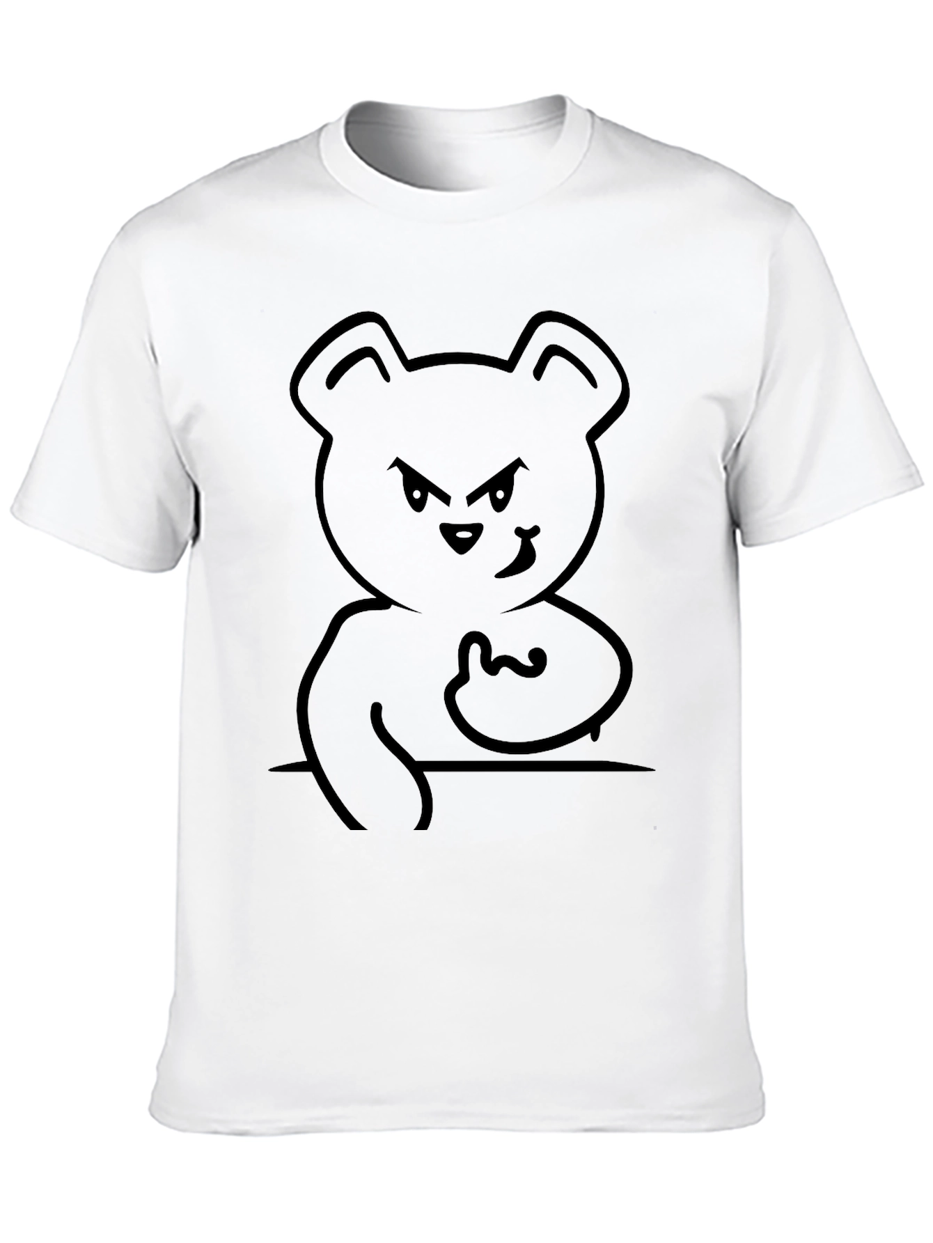 Edgy Bear Graphic Tee - Black Cotton T-Shirt