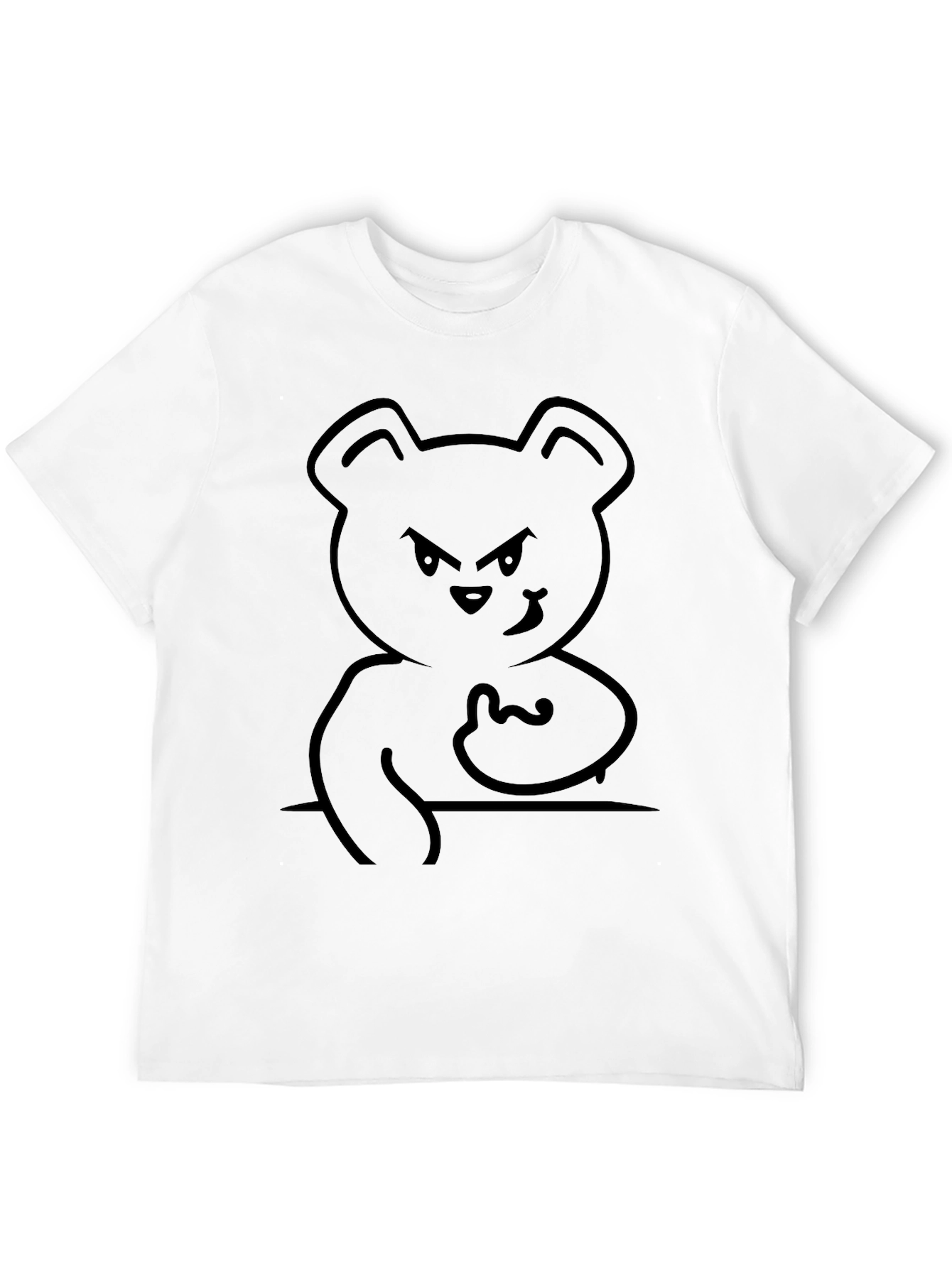Edgy Bear Graphic Tee - Black Cotton T-Shirt
