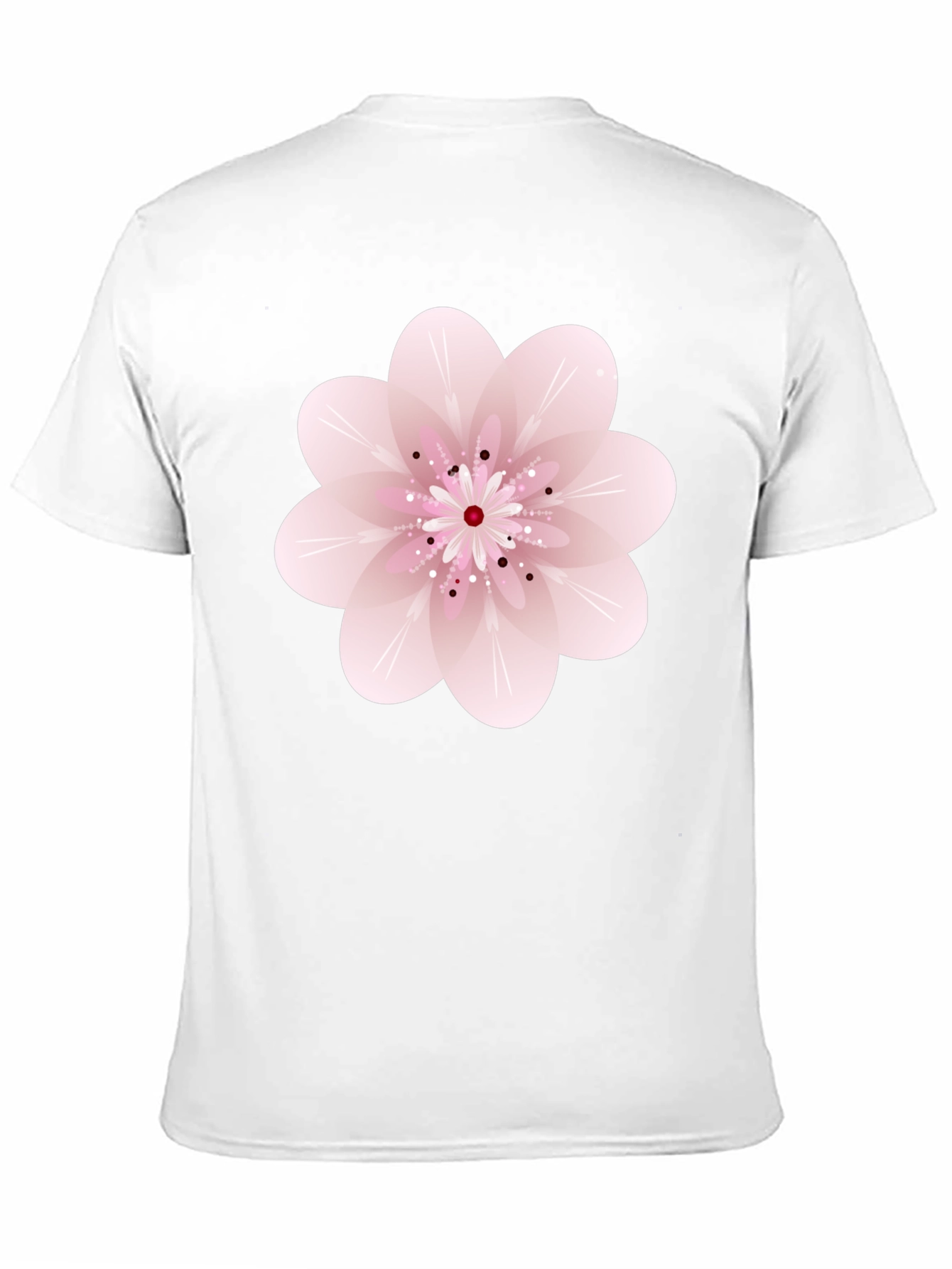 Black T-Shirt with Pink Floral Design