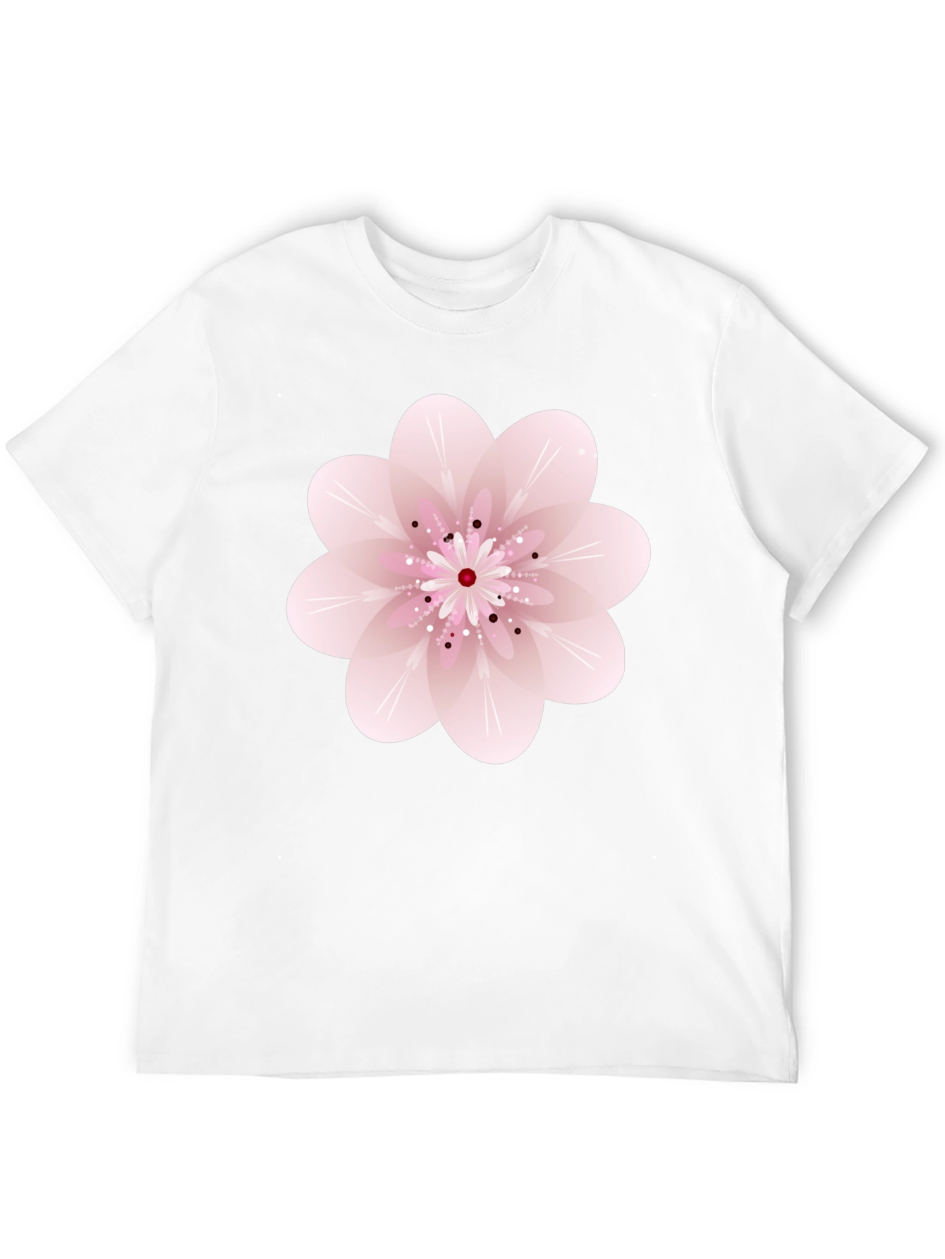 Black T-Shirt with Pink Floral Design