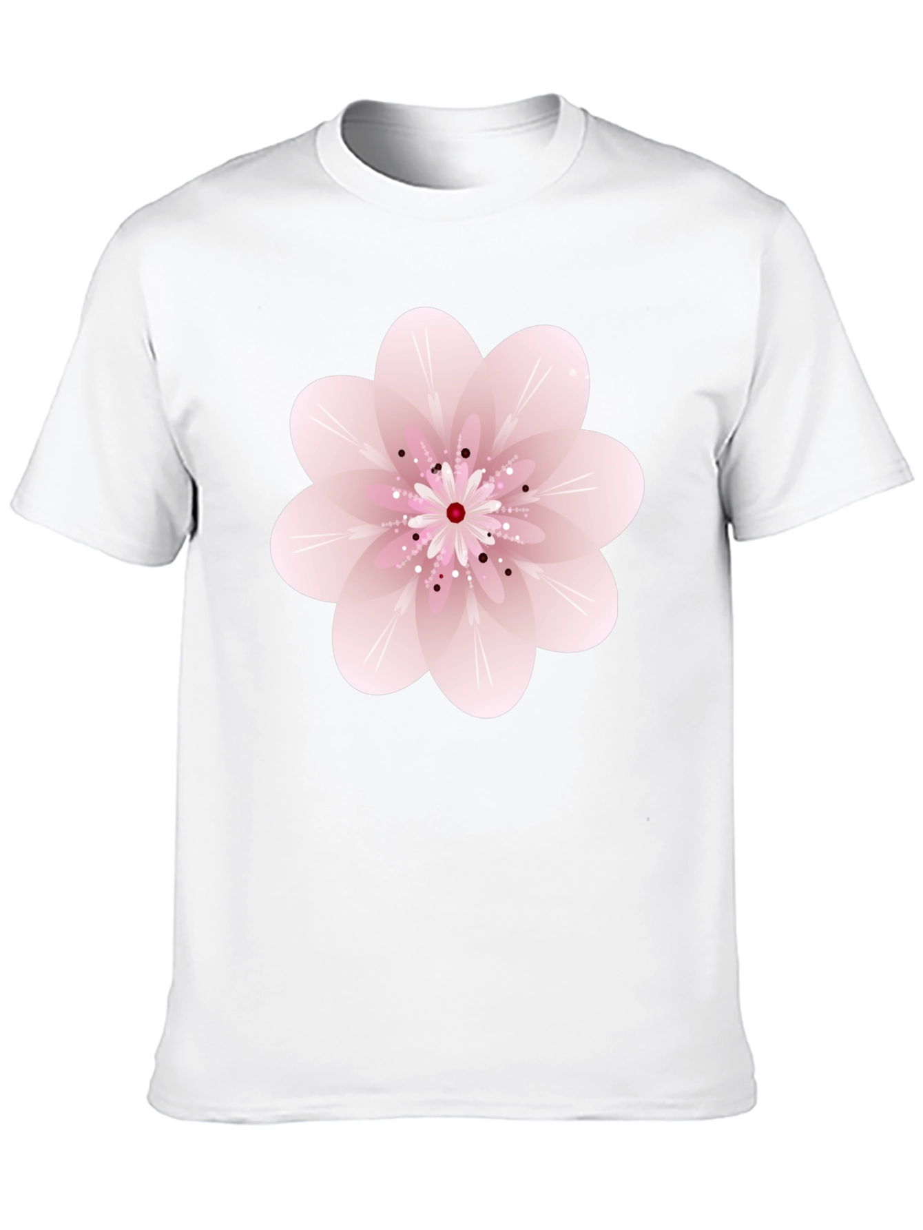 Black T-Shirt with Pink Floral Design