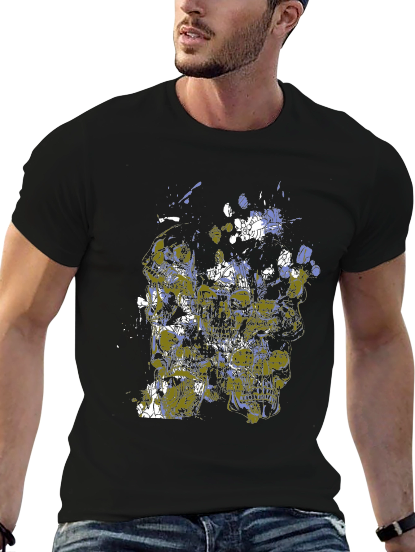 Abstract Art Black Cotton Tee