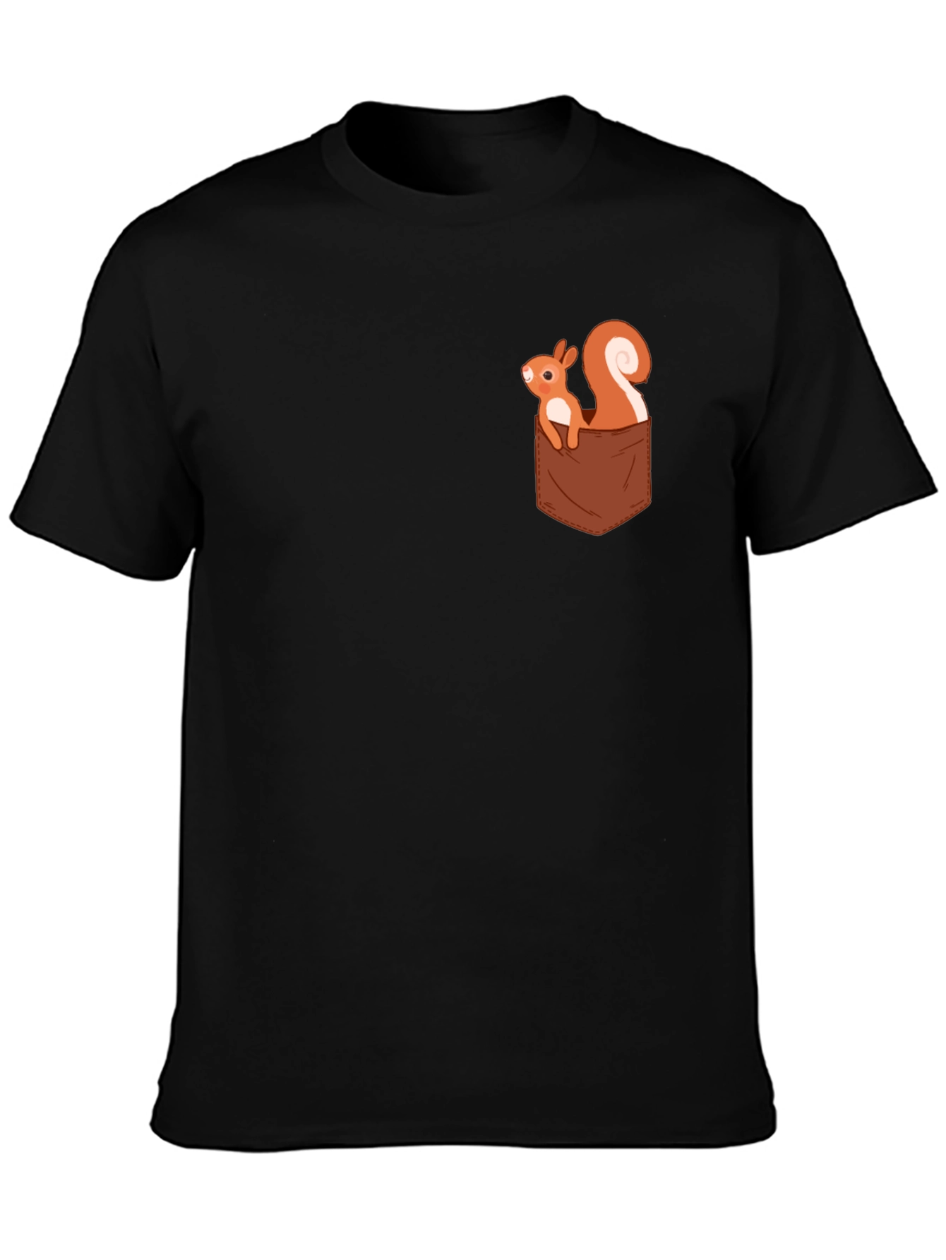 Squirrel Pocket T-Shirt - Cute Cartoon Design