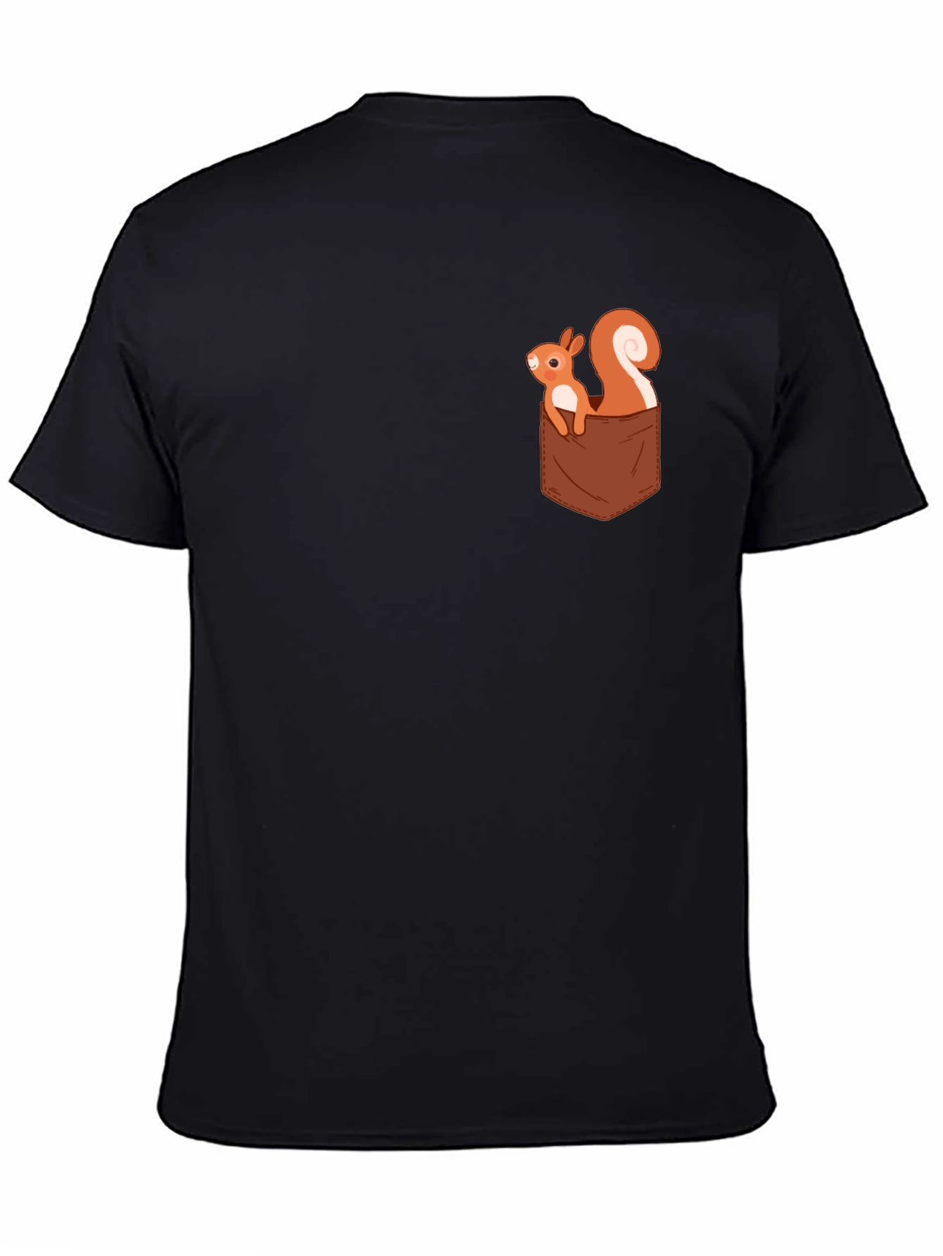 Squirrel Pocket T-Shirt - Cute Cartoon Design