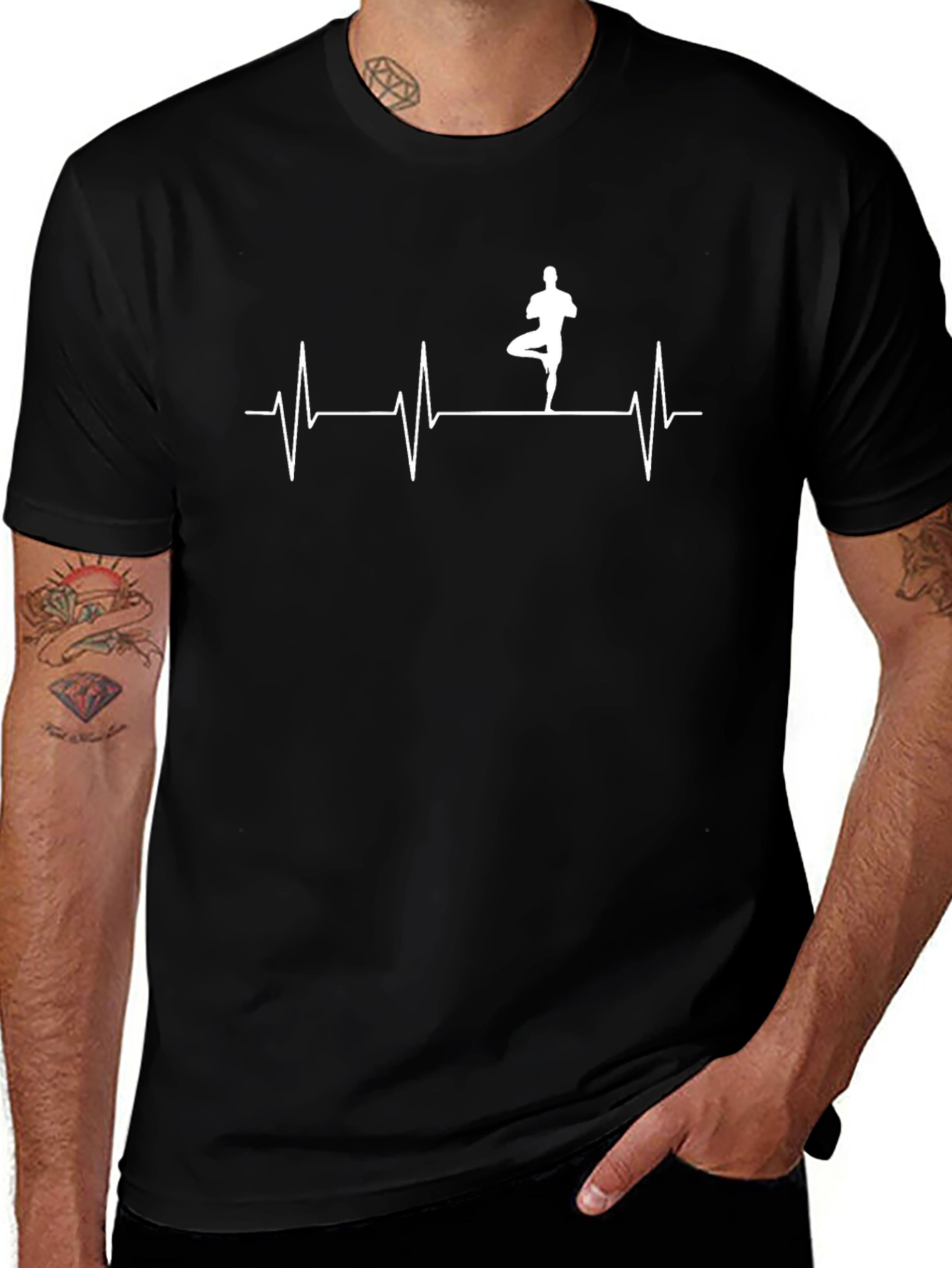 Yoga Heartbeat T-Shirt - Black Cotton Tee