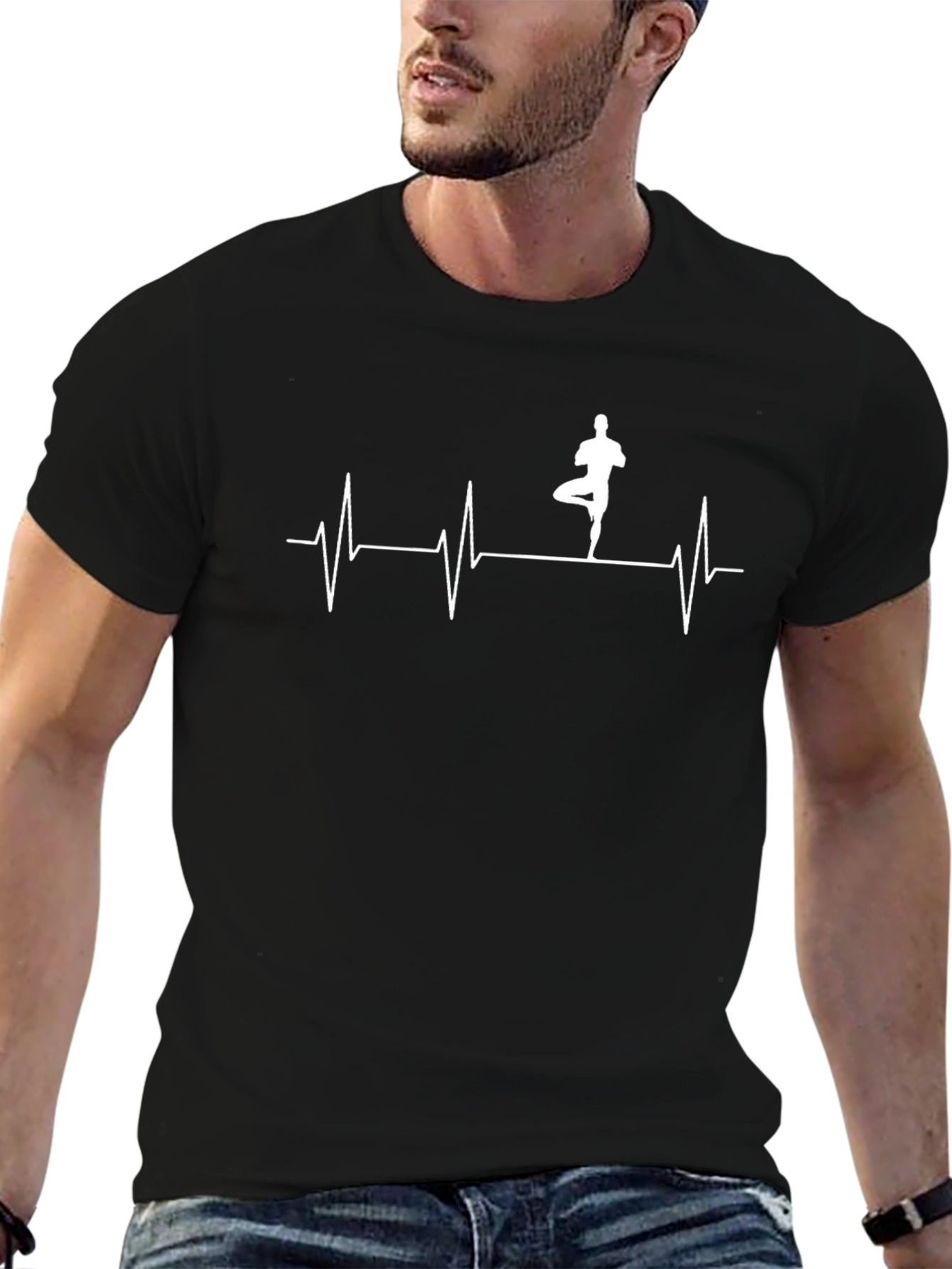Yoga Heartbeat T-Shirt - Black Cotton Tee