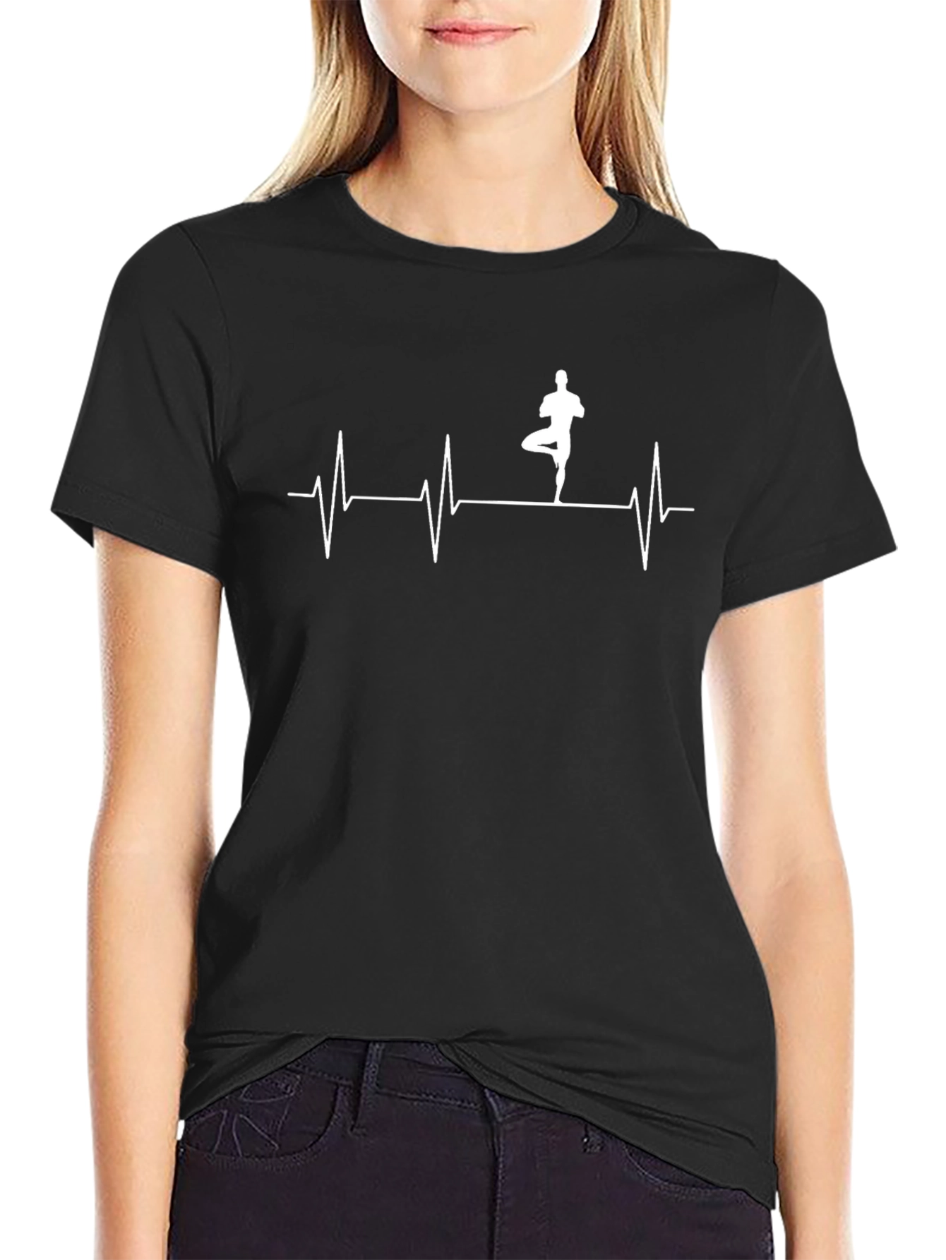Yoga Heartbeat T-Shirt - Black Cotton Tee
