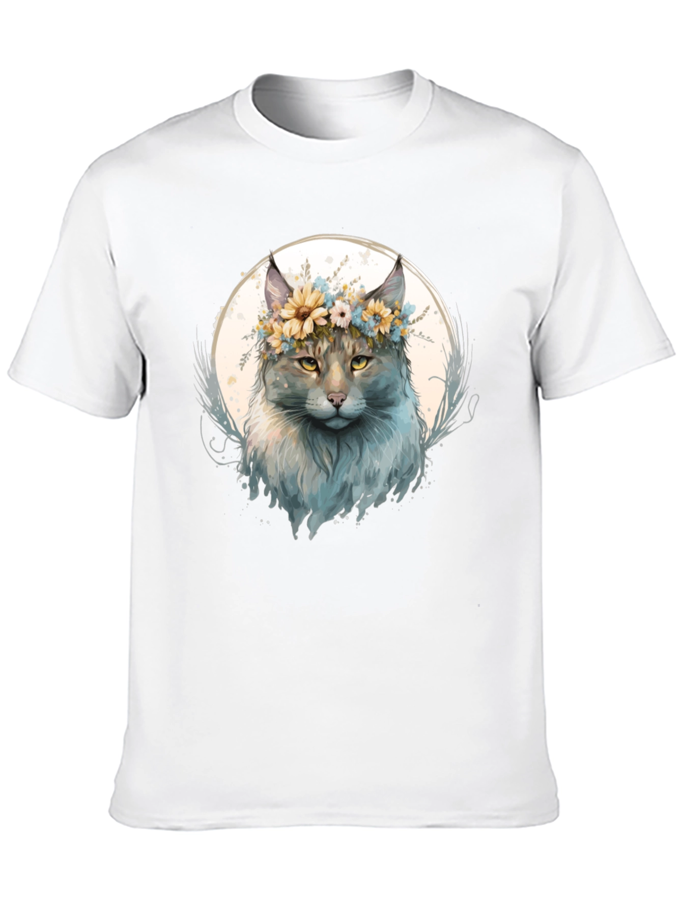 Floral Crown Cat Graphic T-Shirt