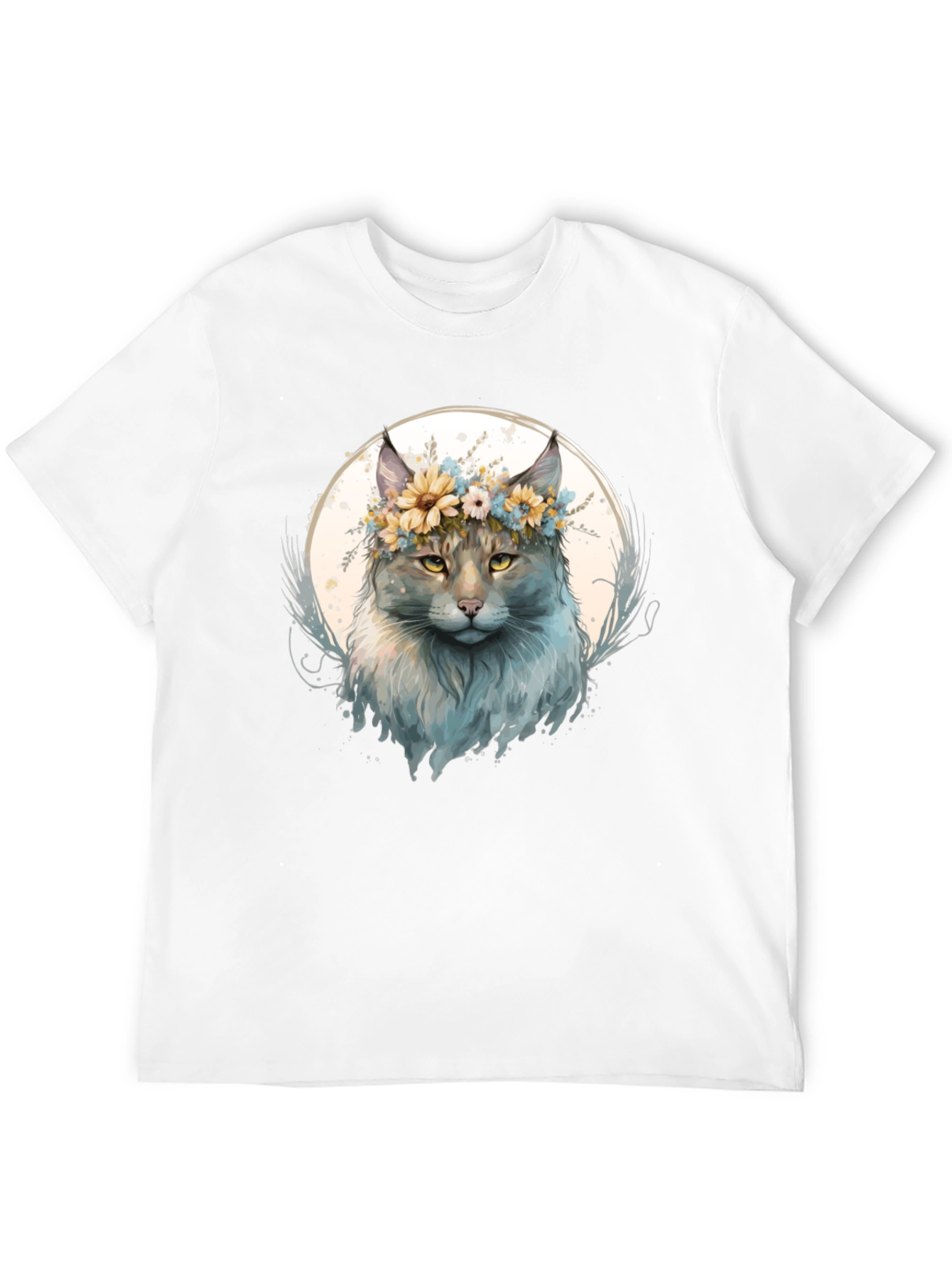 Floral Crown Cat Graphic T-Shirt