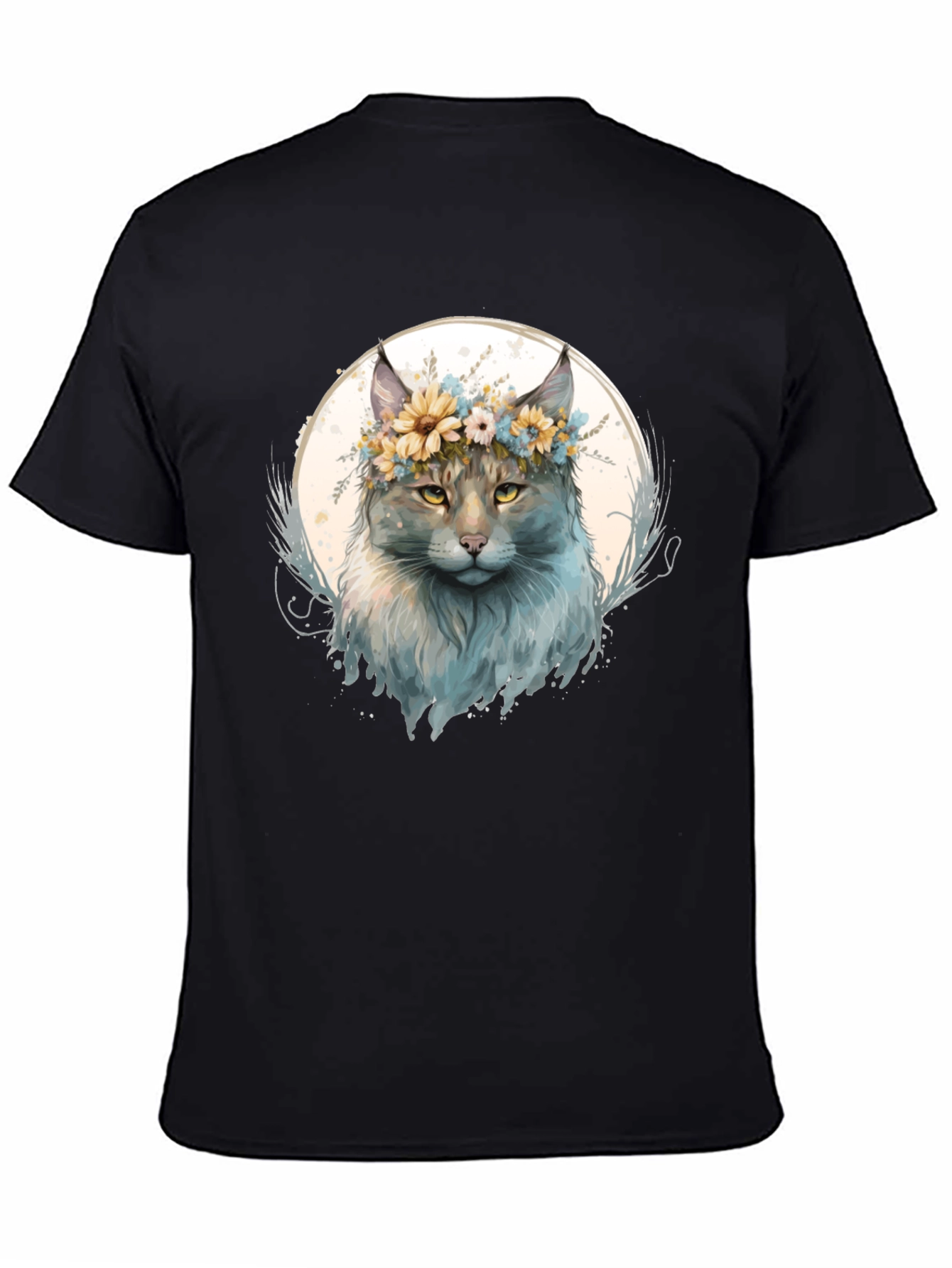 Floral Crown Cat Graphic T-Shirt
