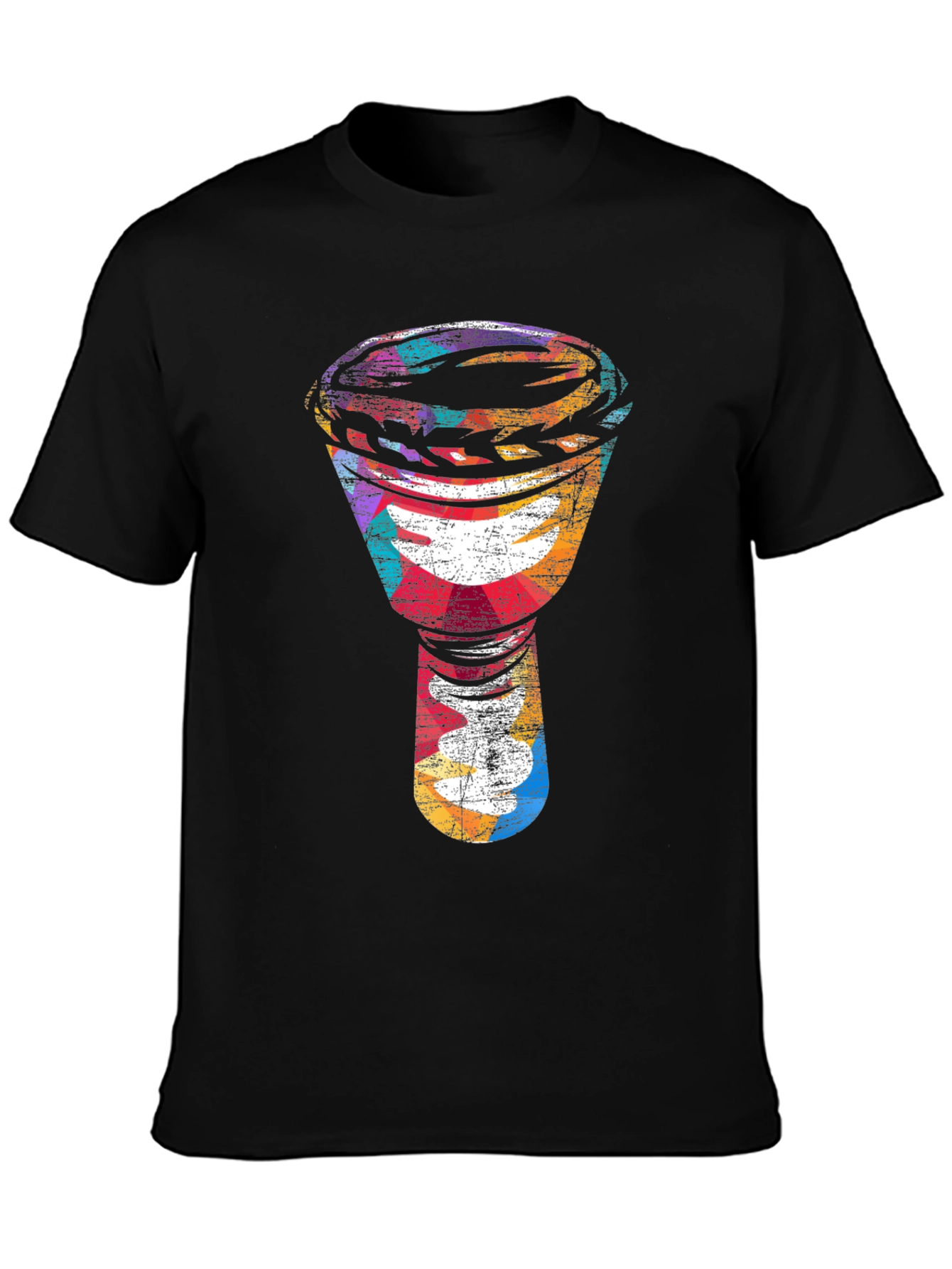 Abstract Djembe Drum Graphic Tee - Black